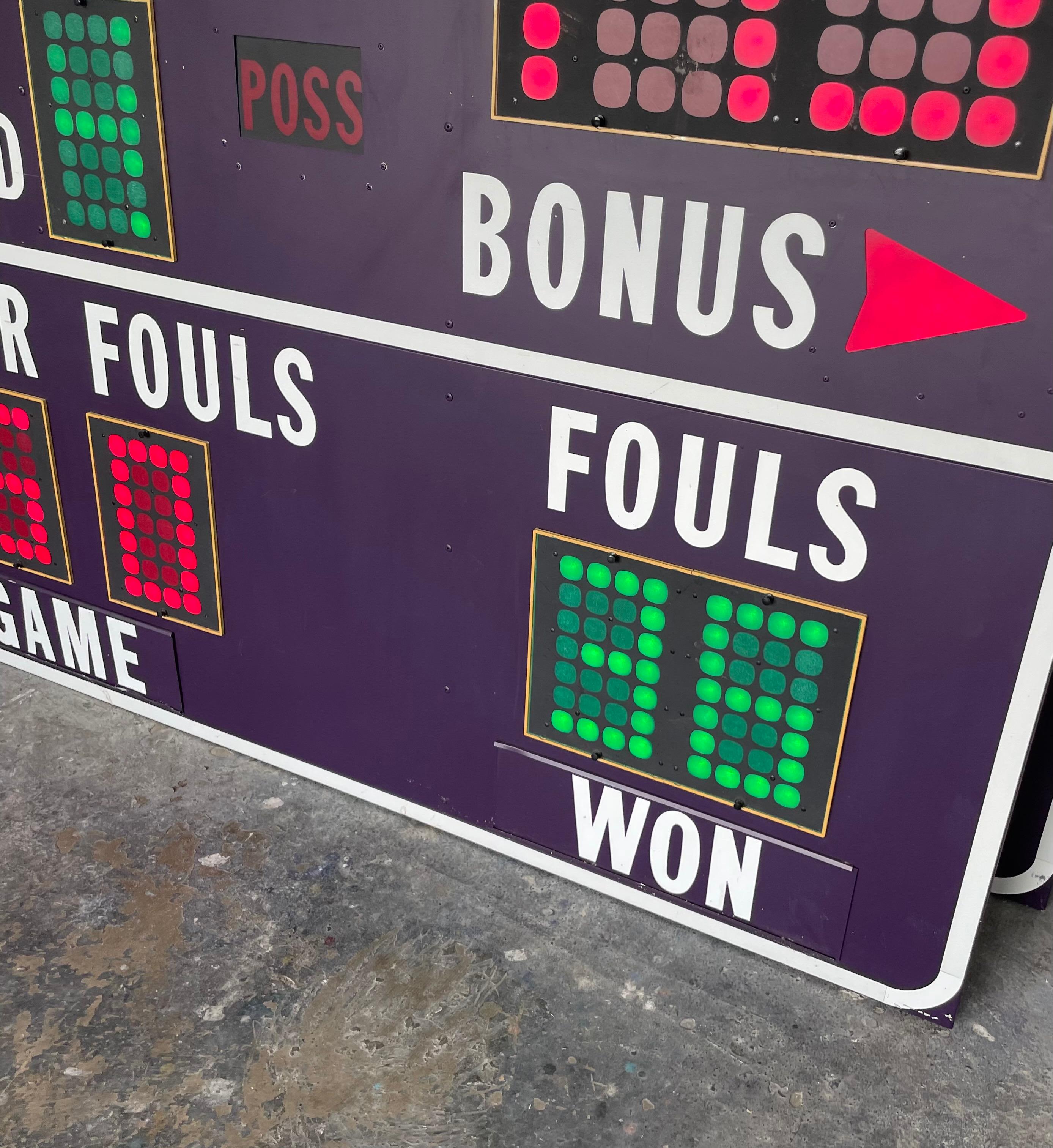 Steel Massive 1970s Basketball Scoreboard