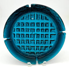 Massive 1970s Blenko 'Caribbean Blue'  Brutalist Ashtray