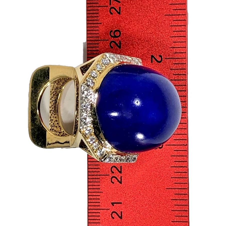 Massive Gold Cocktail Ring with 86 Carat Lapis-Lazuli Cabochon and Diamonds 6