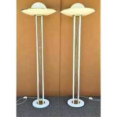Massive 1970's Reggiani Italian Style Torchiere Floor Lamps, A Pair