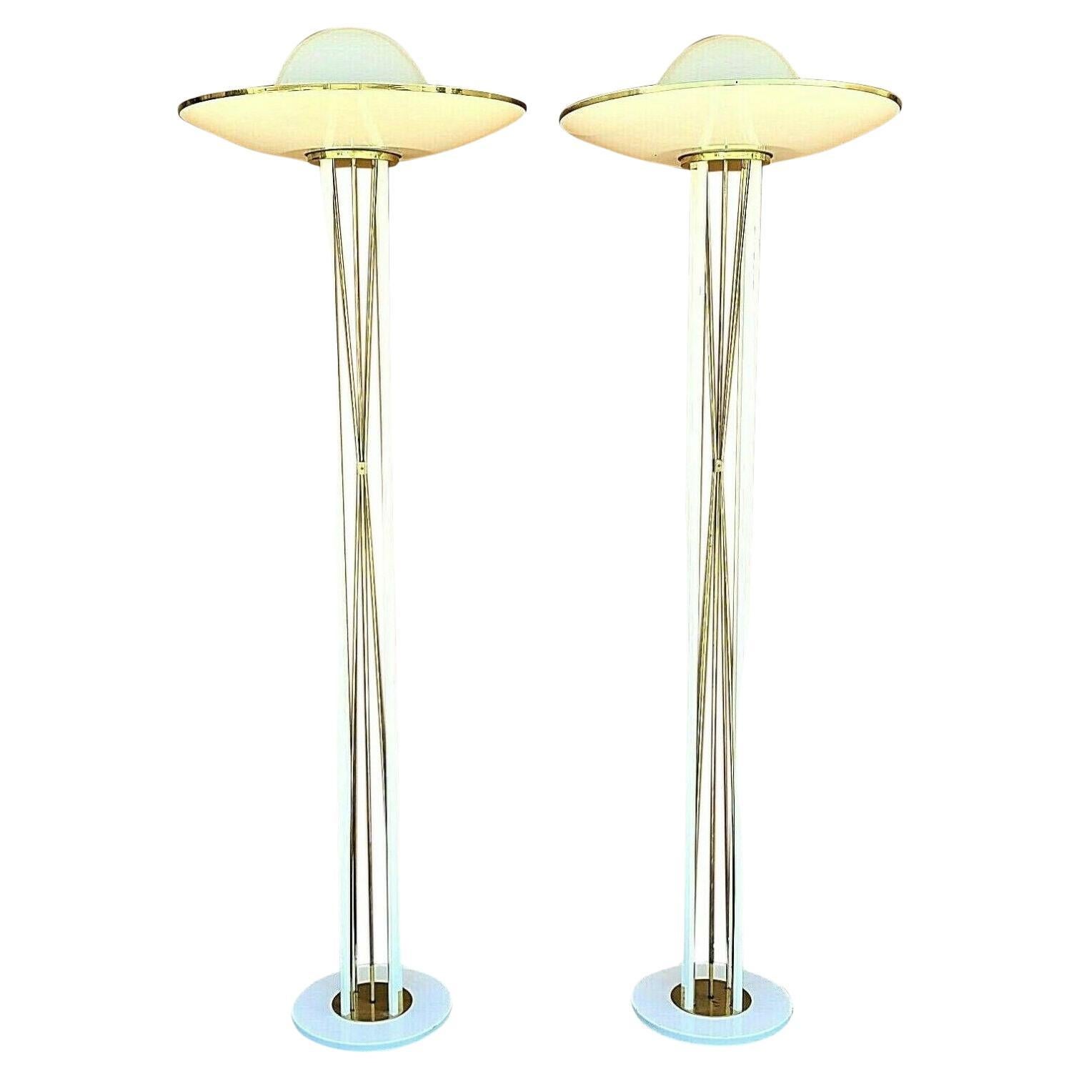 Massive 1970's Reggiani Italian Style Torchiere Floor Lamps, A Pair For Sale