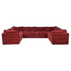 Vintage Massive 1970's Velvet Sectional Sofa Seating Group by Aven Rich