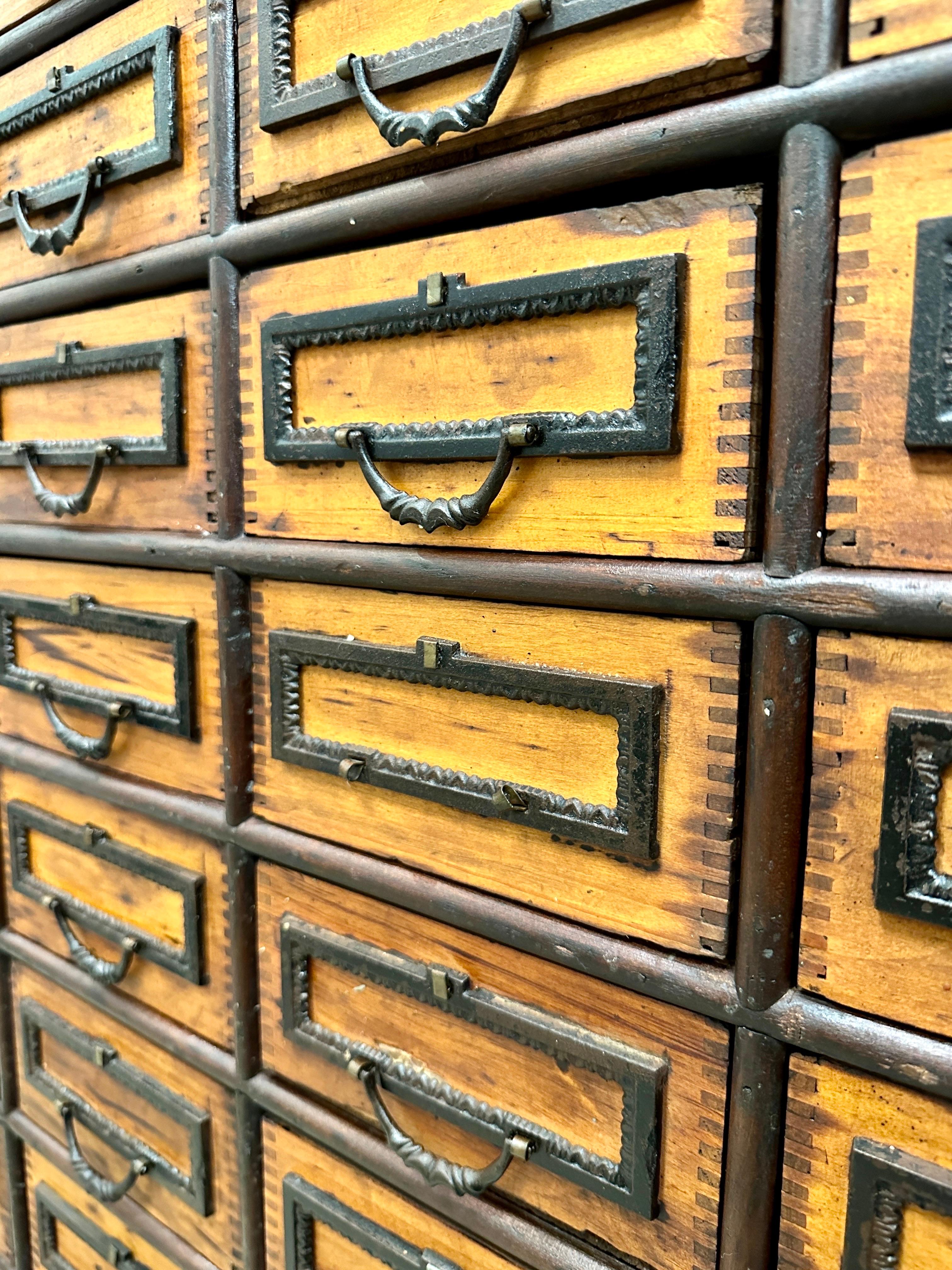 Massive 19th C. European Apothecary Cabinet, 130 Individual Drawers For Sale 4