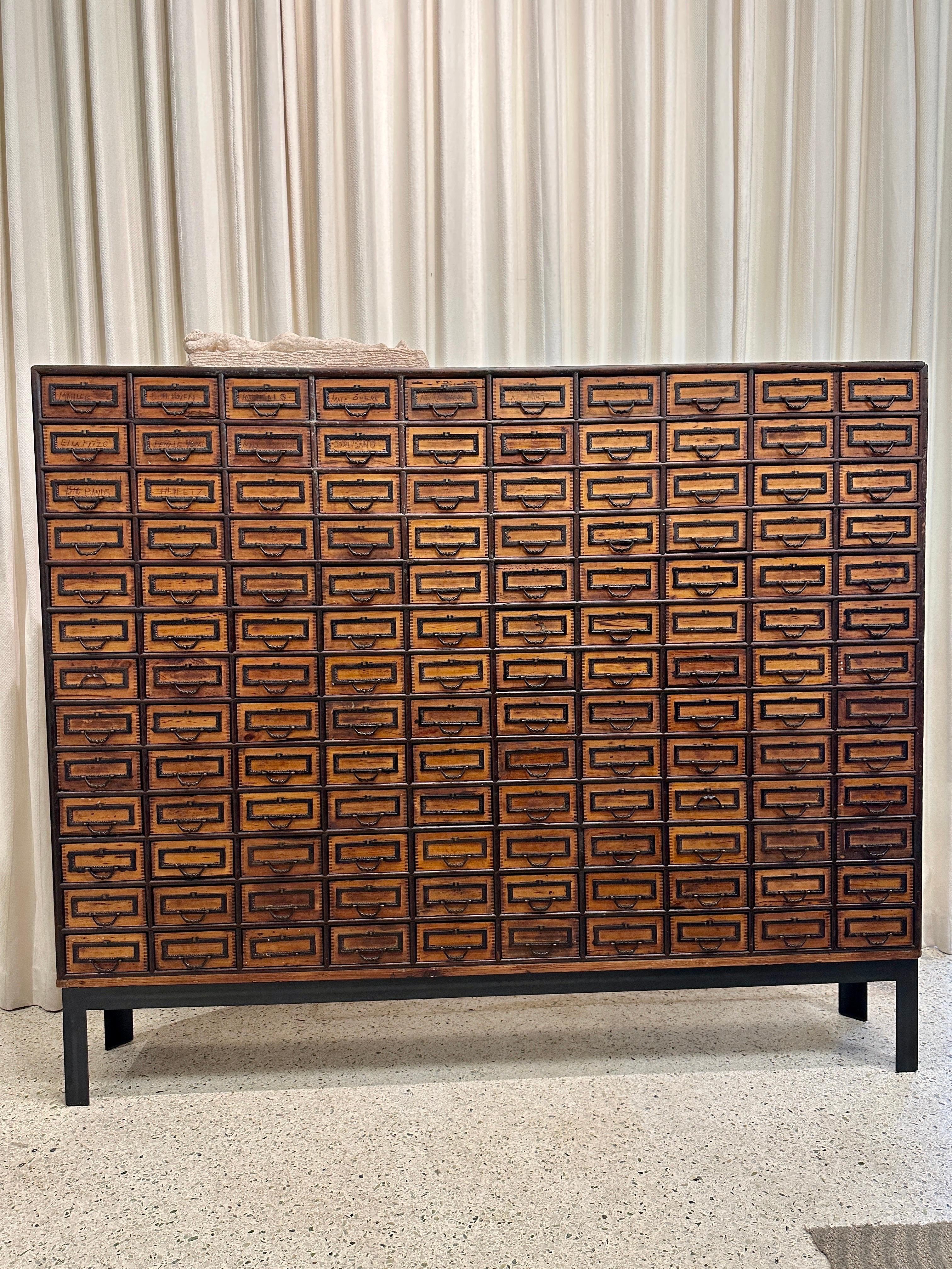 Massive 19th C. European Apothecary Cabinet, 130 Individual Drawers For Sale 10