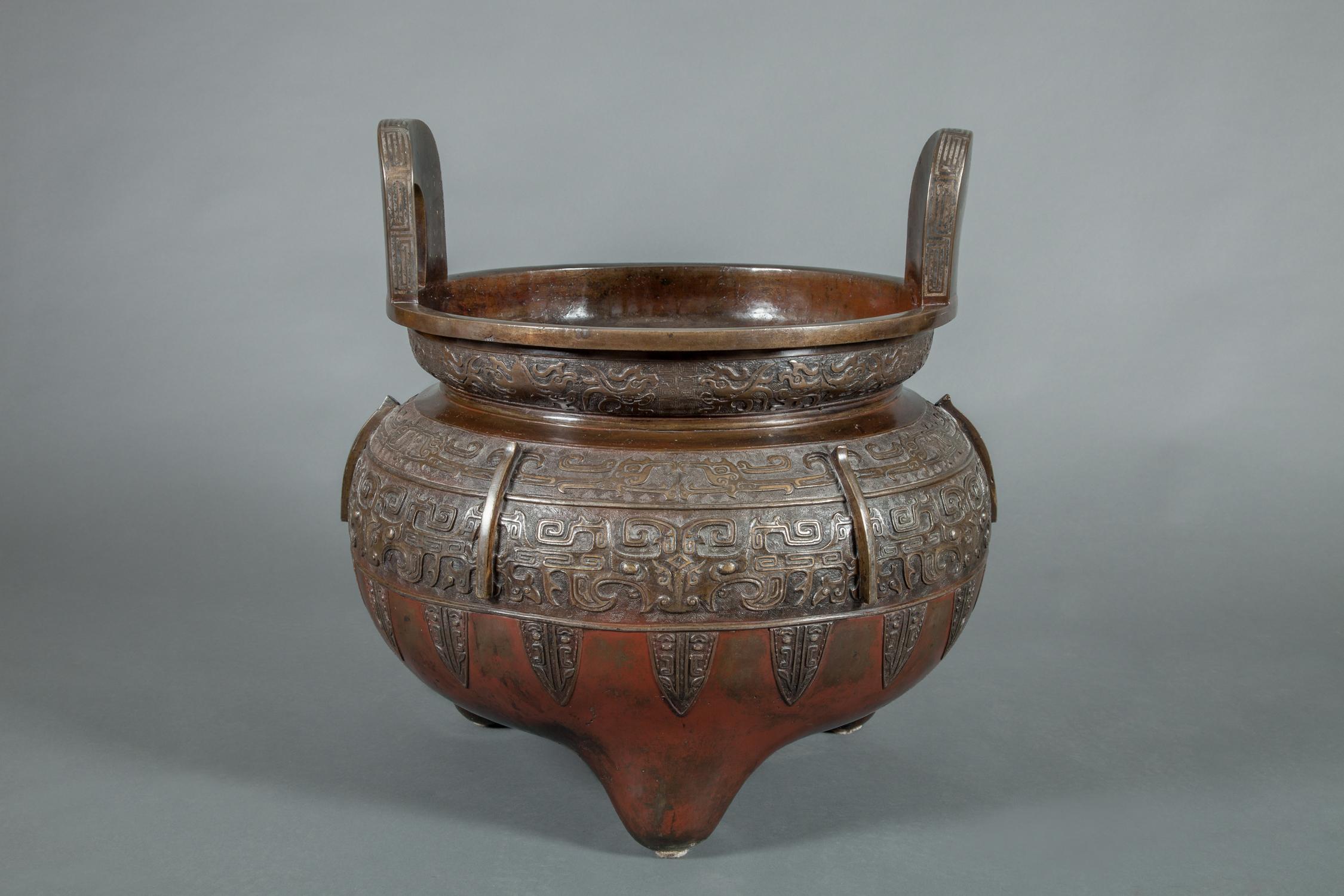 Archaistic Massive 19th Century Chinese Archaic Style Bronze Censer