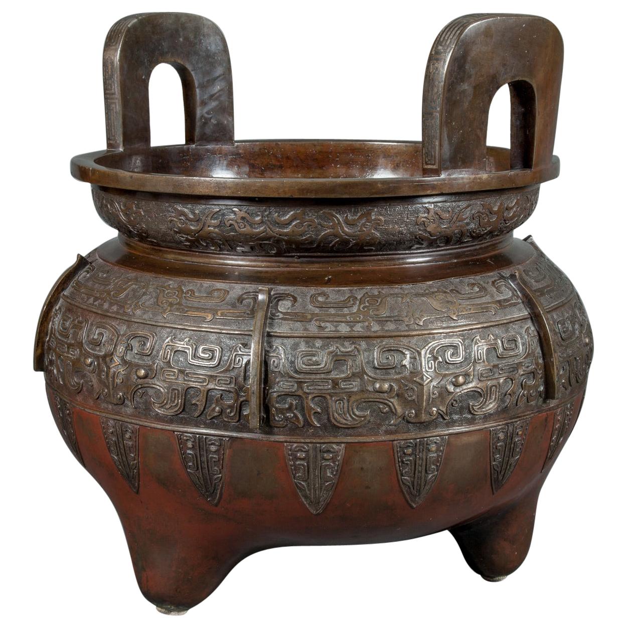 Massive 19th Century Chinese Archaic Style Bronze Censer
