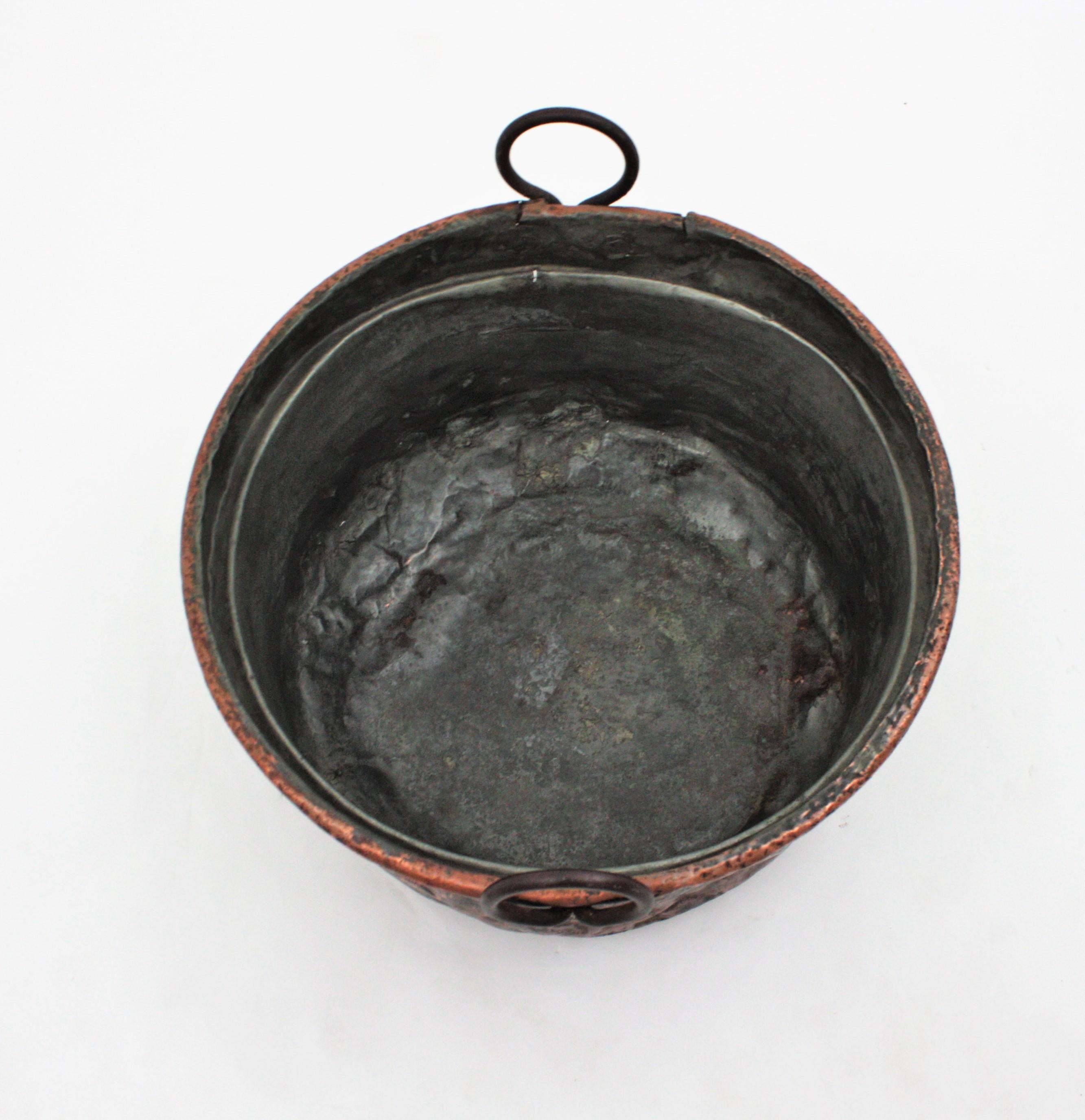 Massive 19th Century French Copper Cauldron with Handles and Terrific Patina 8