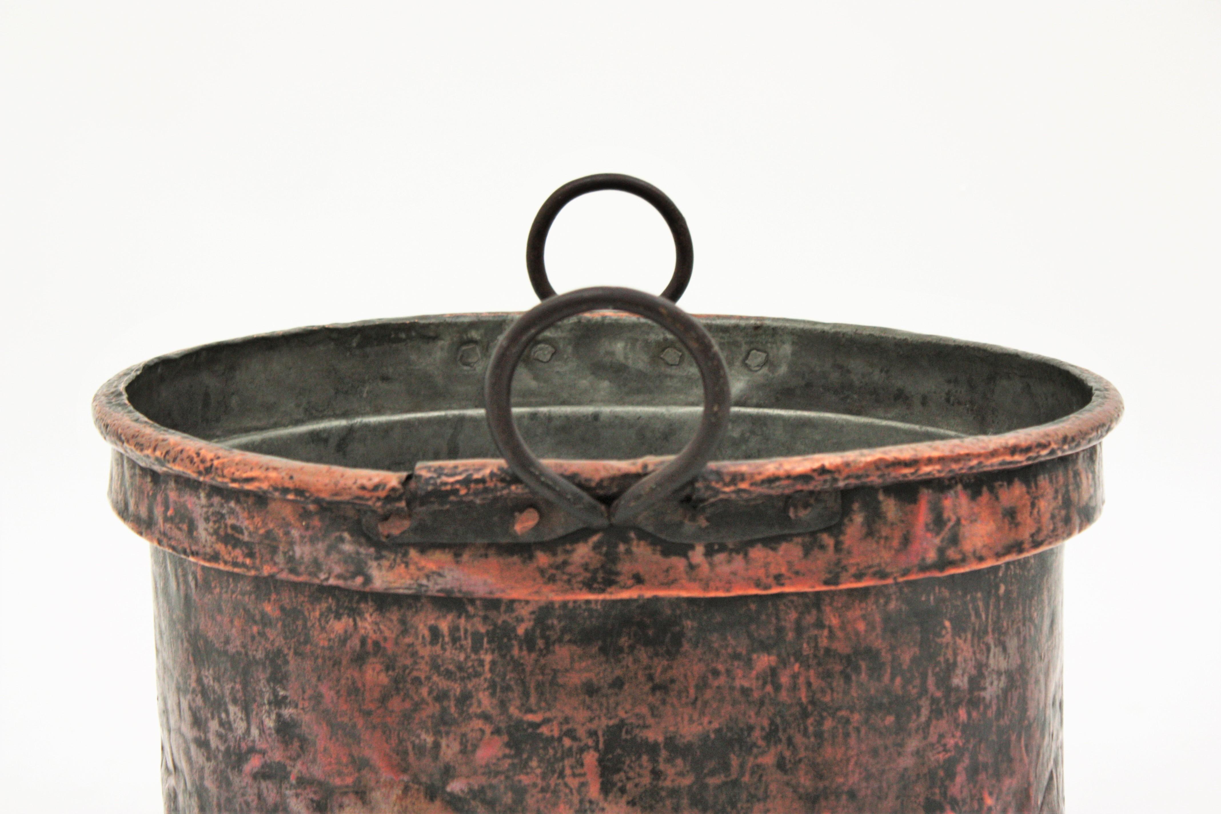 Massive 19th Century French Copper Cauldron with Handles and Terrific Patina 3