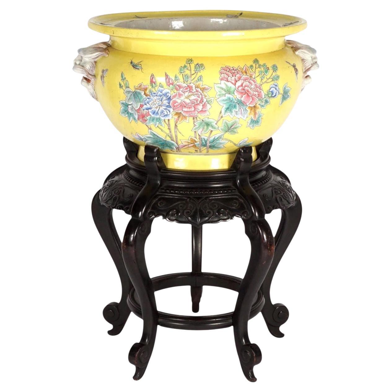 Massiccio jardiniere in faience francese del XIX secolo su supporto di Eugene Collinot in vendita