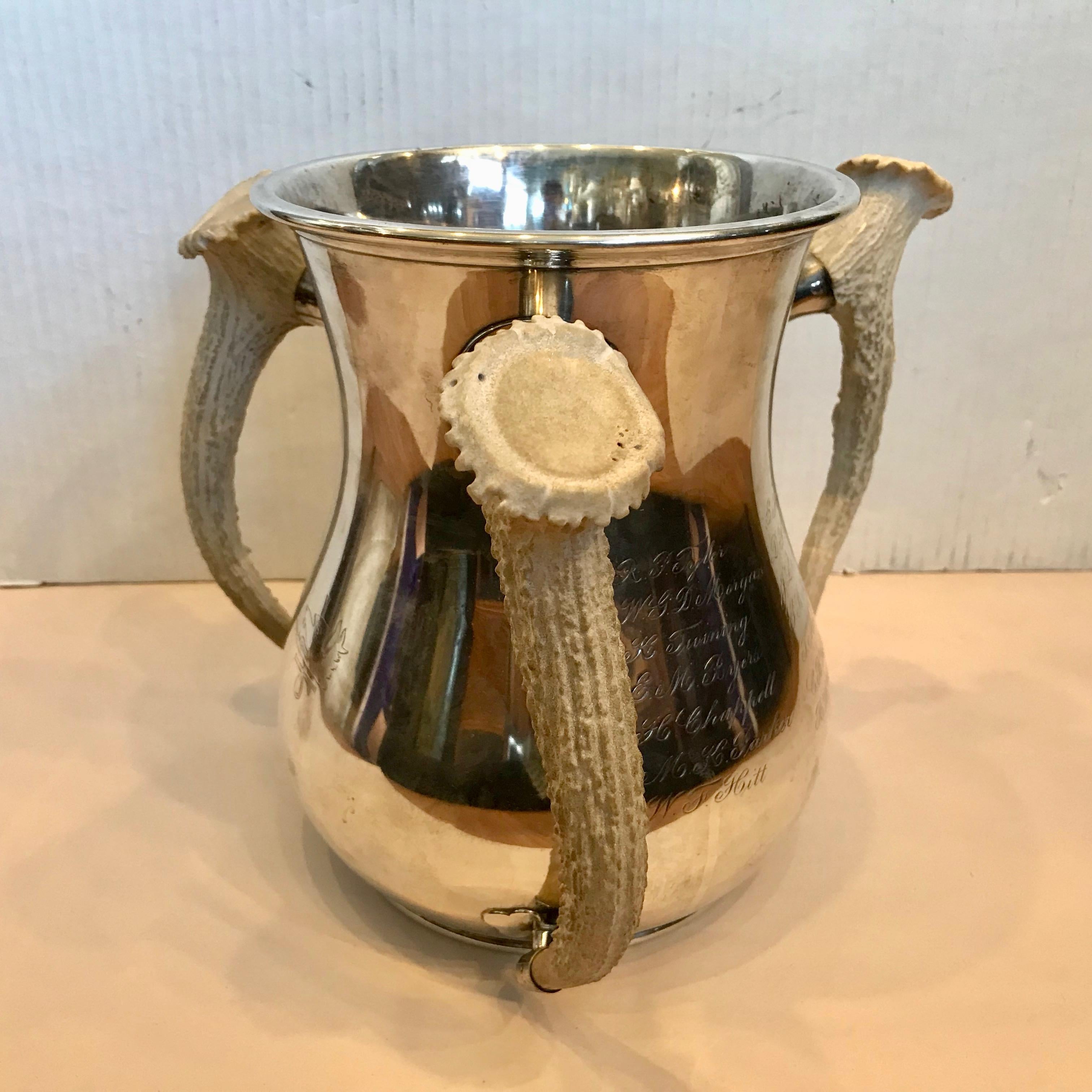 19th Century Massive 19TH Century Horn Appointed Sterling Silver Loving Cup / Trophy