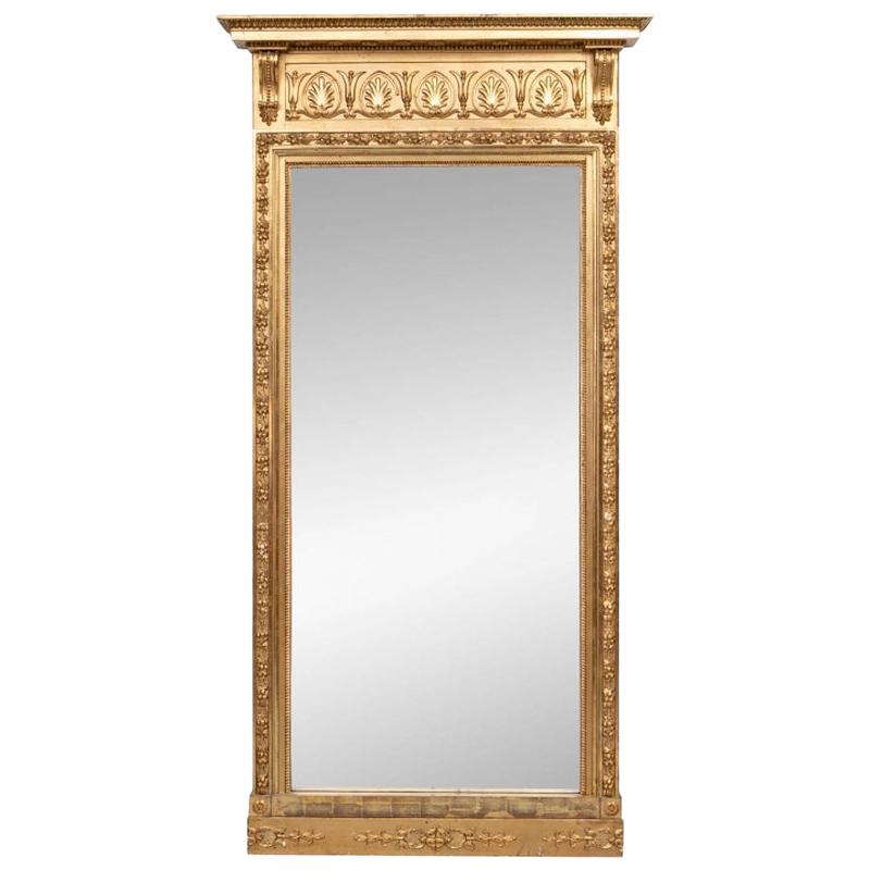 Massive 19th Century Neoclassical Carved and Gilt Mirror