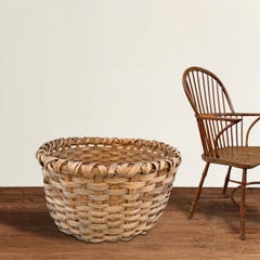 Massive 19th Century Oak Splint Wool Basket