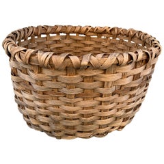 Massive 19th Century Oak Splint Wool Basket