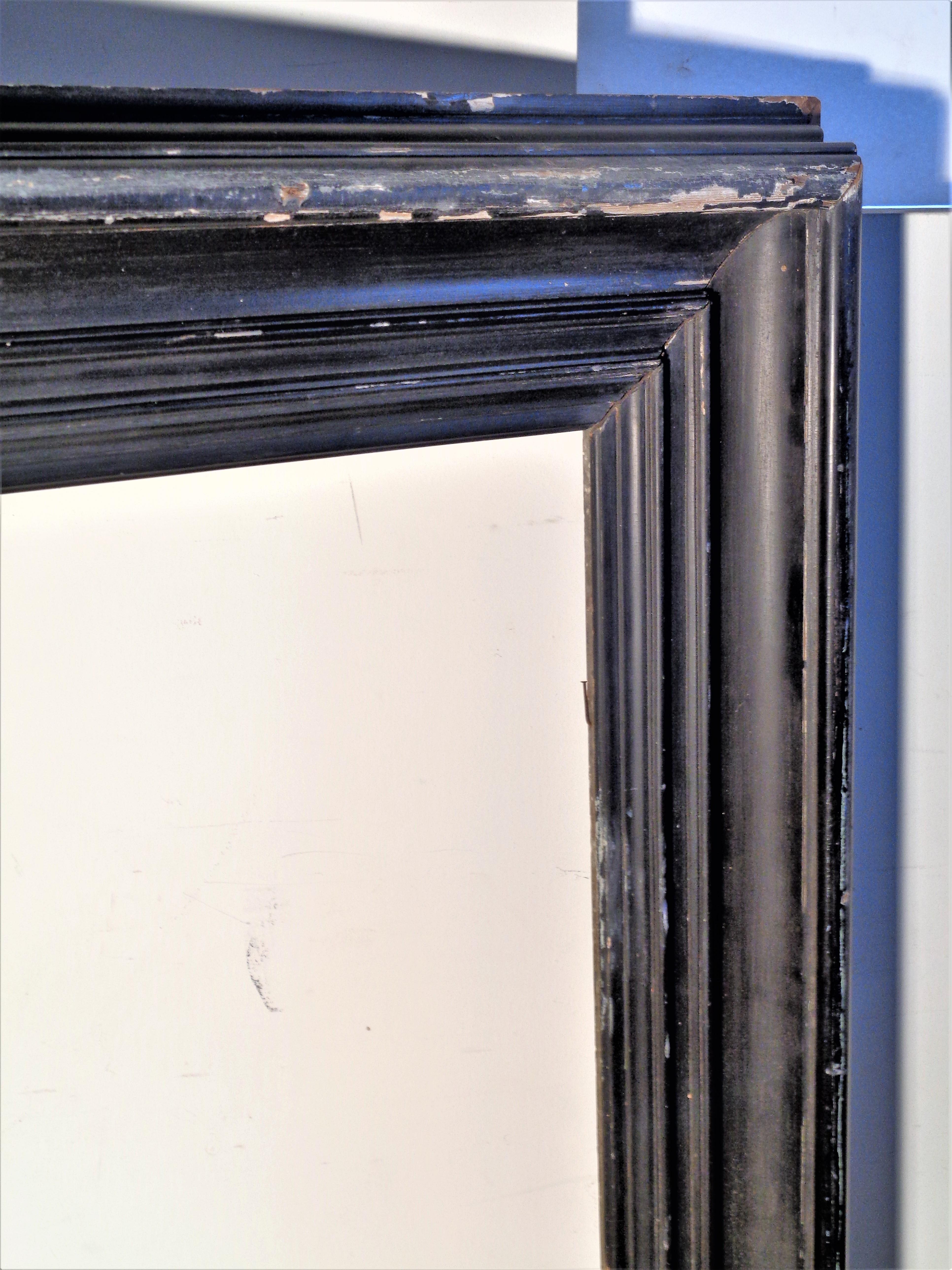 Gesso Massive 19th Century Black Painted Wood Frame