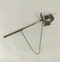 Massive 19th Century Paste Sword Jabot Brooch
