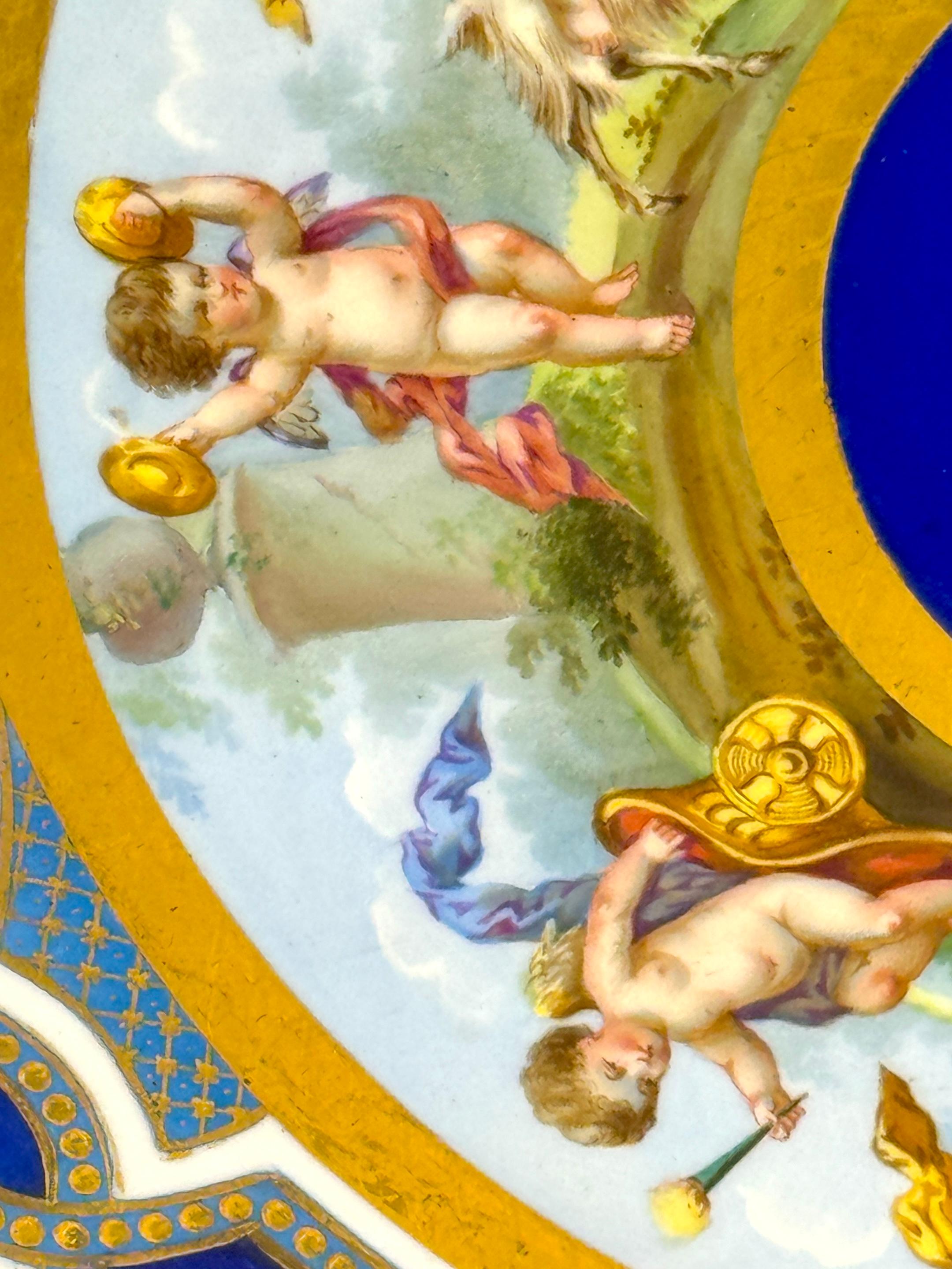 Massive 19th Century Sèvres Porcelain 'Labors of Cupid' Circular Tray For Sale 4