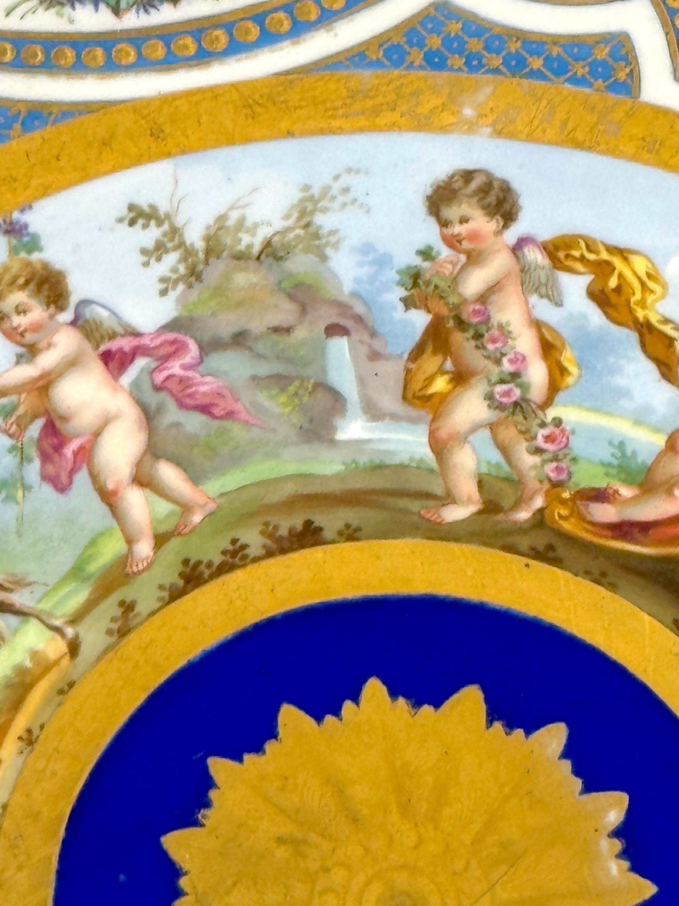 Massive 19th Century Sèvres Porcelain 'Labors of Cupid' Circular Tray For Sale 5