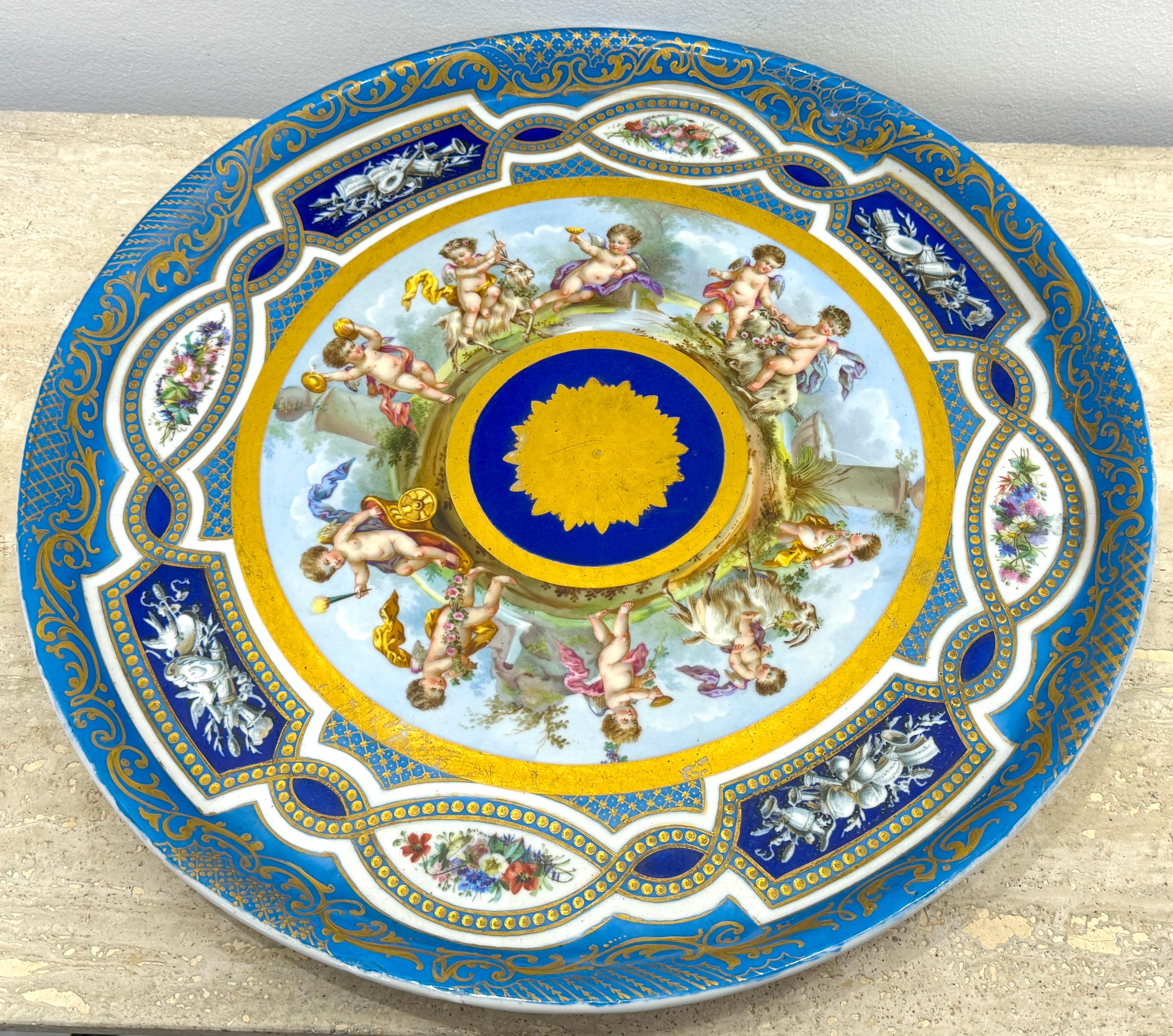 Massive 19th Century Sèvres Porcelain 'Labors of Cupid' Circular Tray For Sale 8