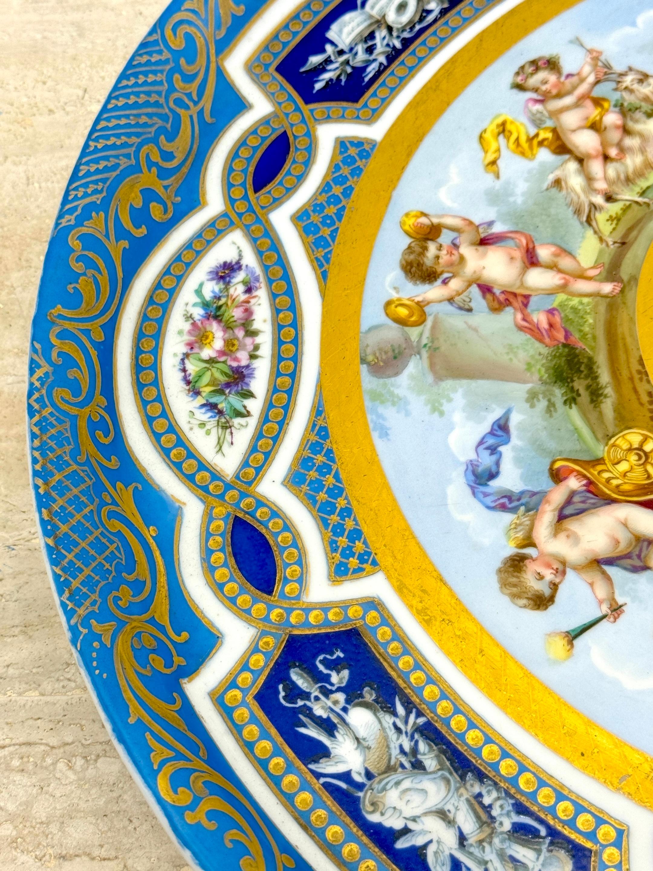 Massive 19th Century Sèvres Porcelain 'Labors of Cupid' Circular Tray For Sale 10