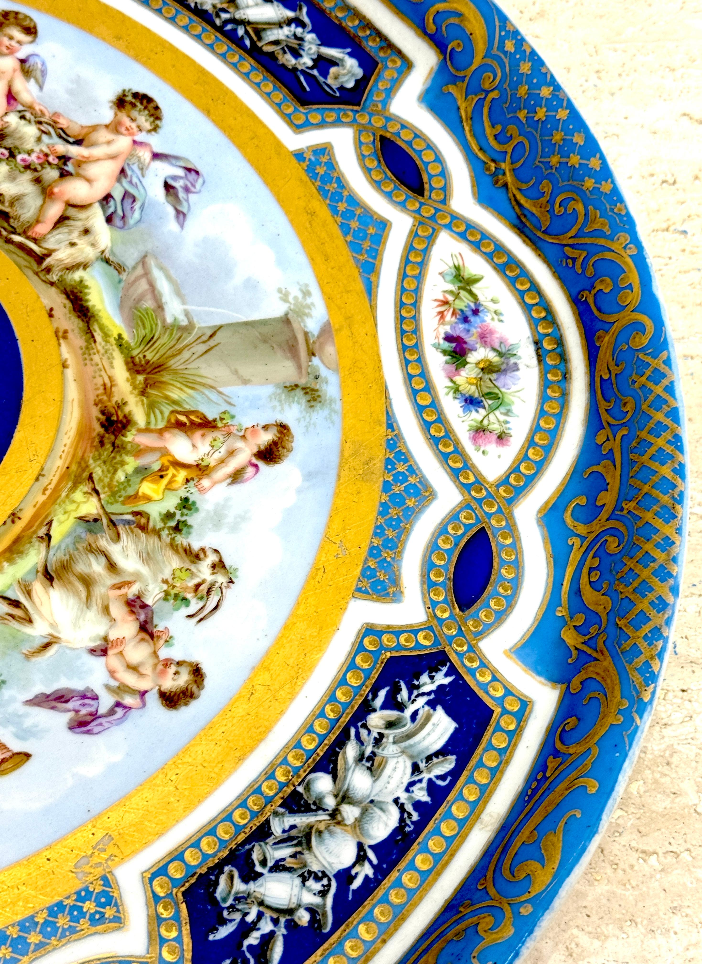 Massive 19th Century Sèvres Porcelain 'Labors of Cupid' Circular Tray For Sale 11