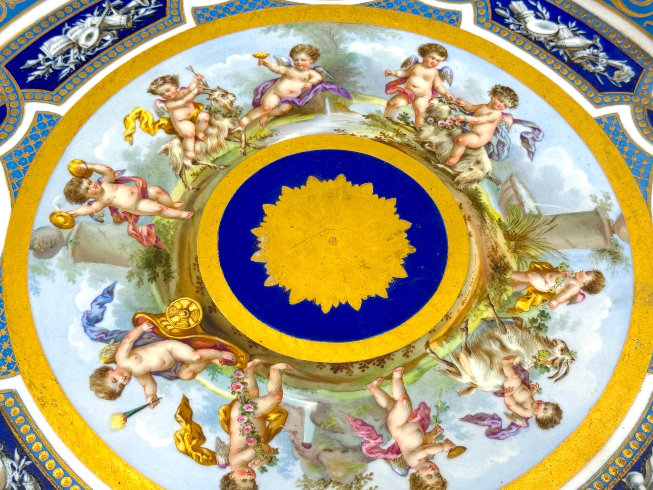 Massive 19th Century Sèvres Porcelain 'Labors of Cupid' Circular Tray For Sale 12