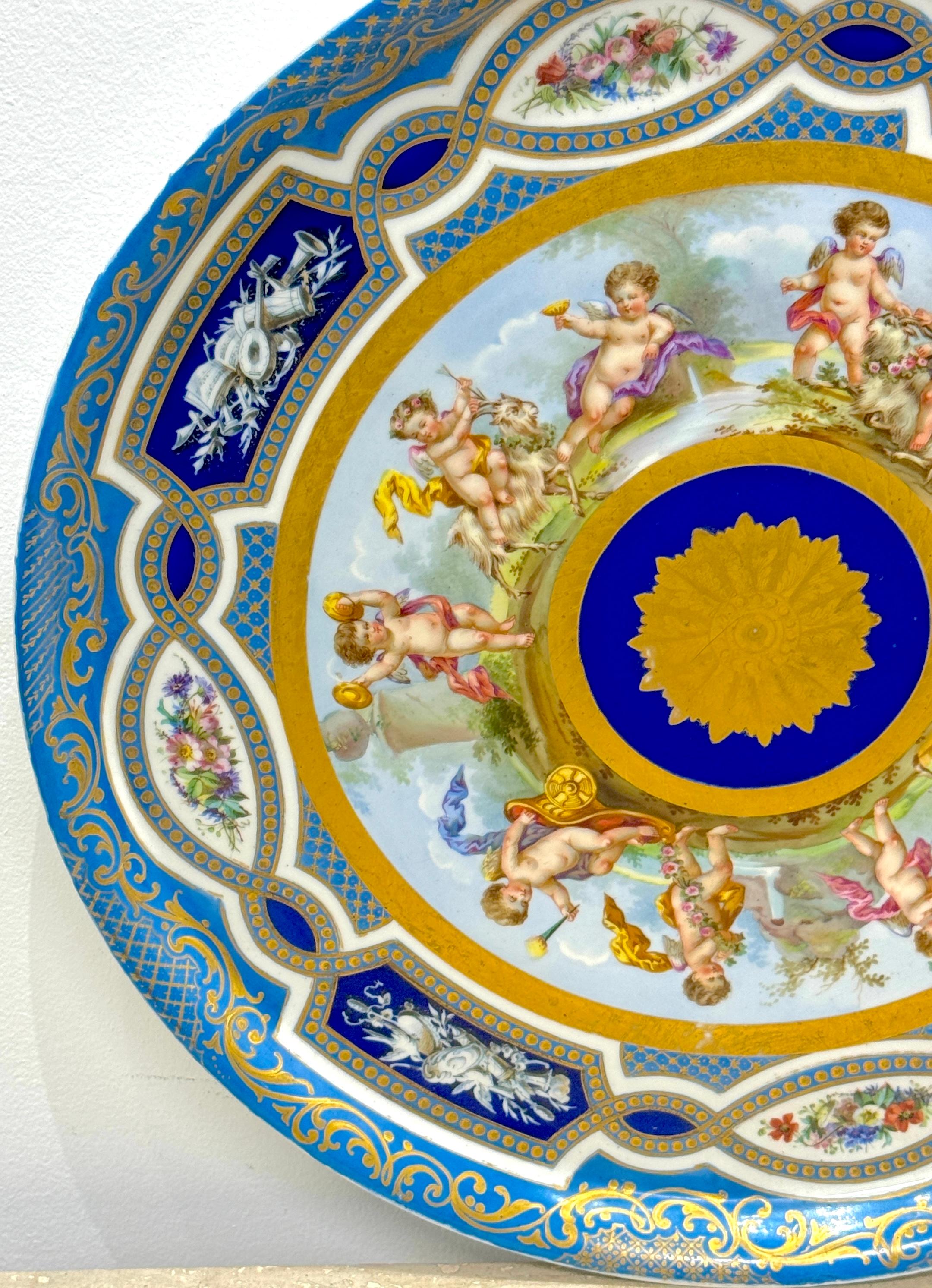Baroque Massive 19th Century Sèvres Porcelain 'Labors of Cupid' Circular Tray For Sale