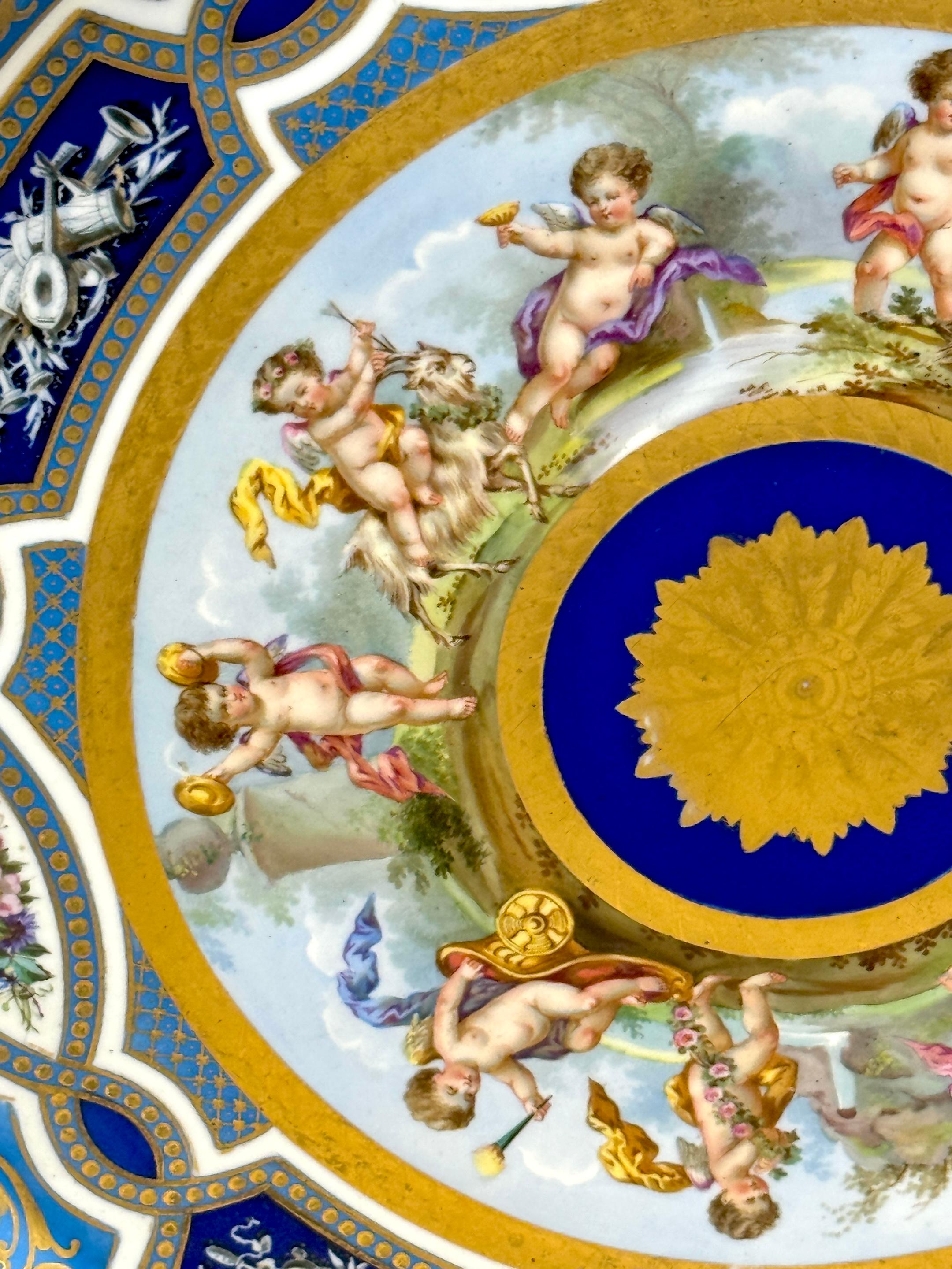 French Massive 19th Century Sèvres Porcelain 'Labors of Cupid' Circular Tray For Sale