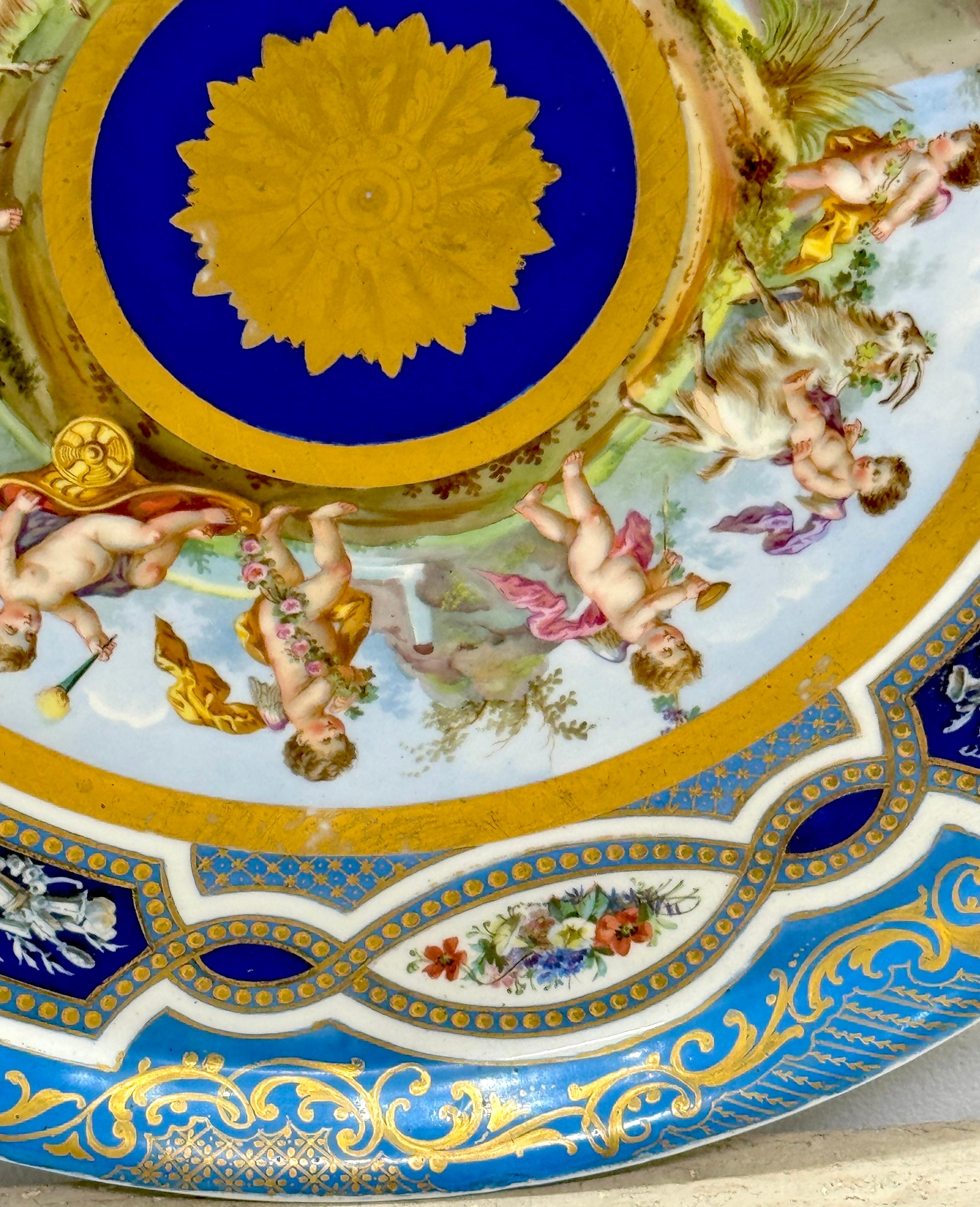 Massive 19th Century Sèvres Porcelain 'Labors of Cupid' Circular Tray In Good Condition For Sale In West Palm Beach, FL