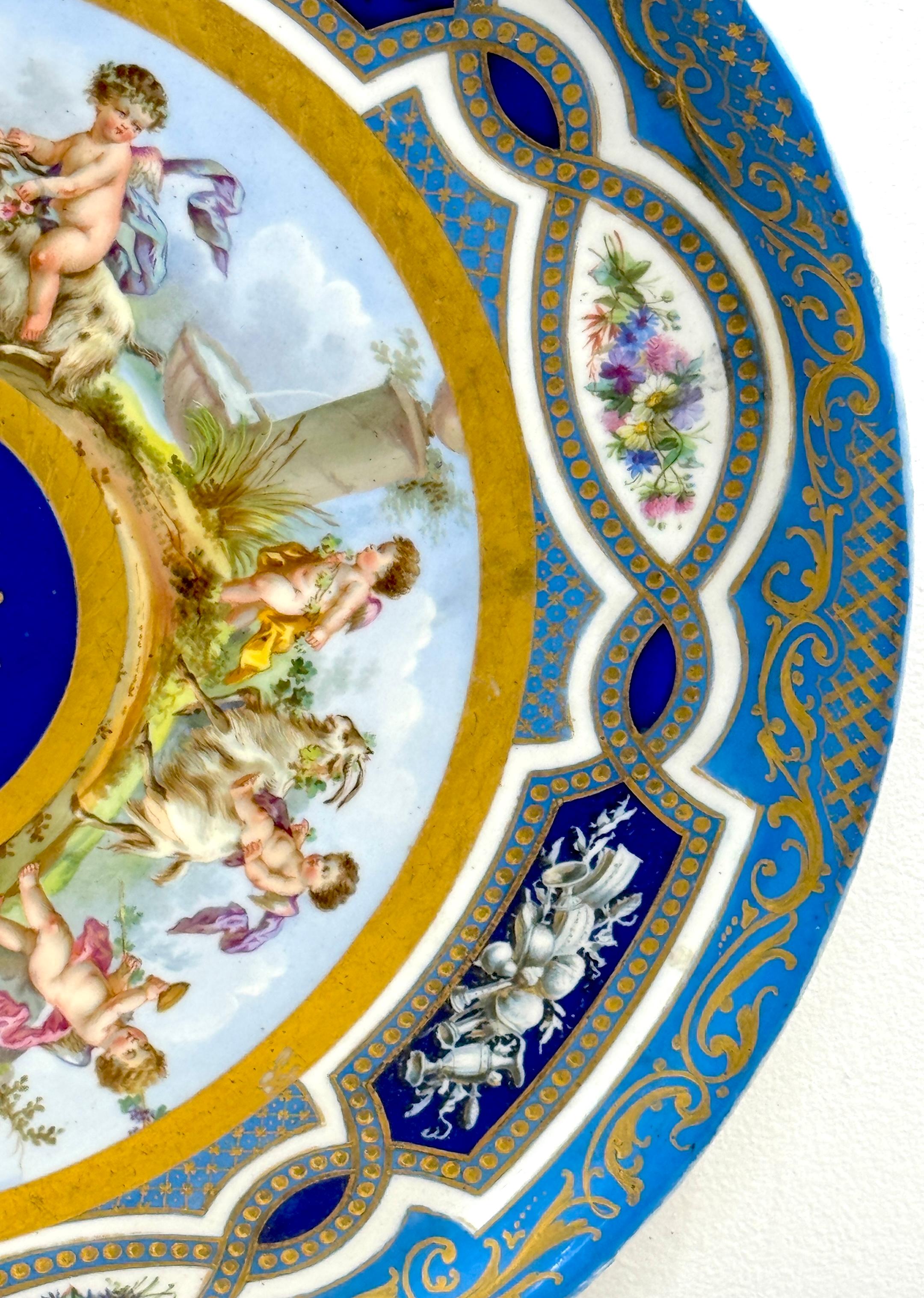 Massive 19th Century Sèvres Porcelain 'Labors of Cupid' Circular Tray For Sale 1