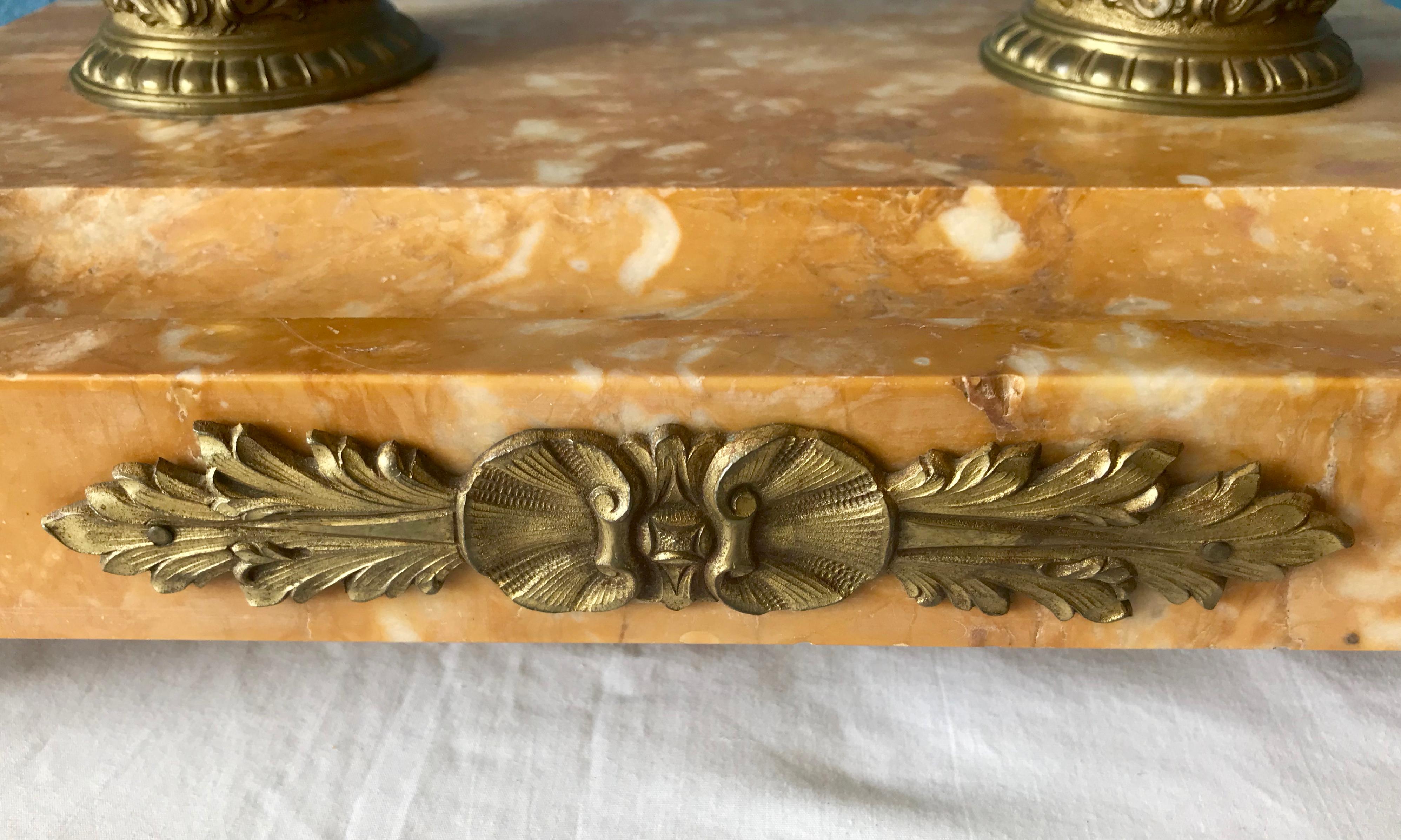 Massive 19th Century Sienna Marble Inkwell For Sale 5