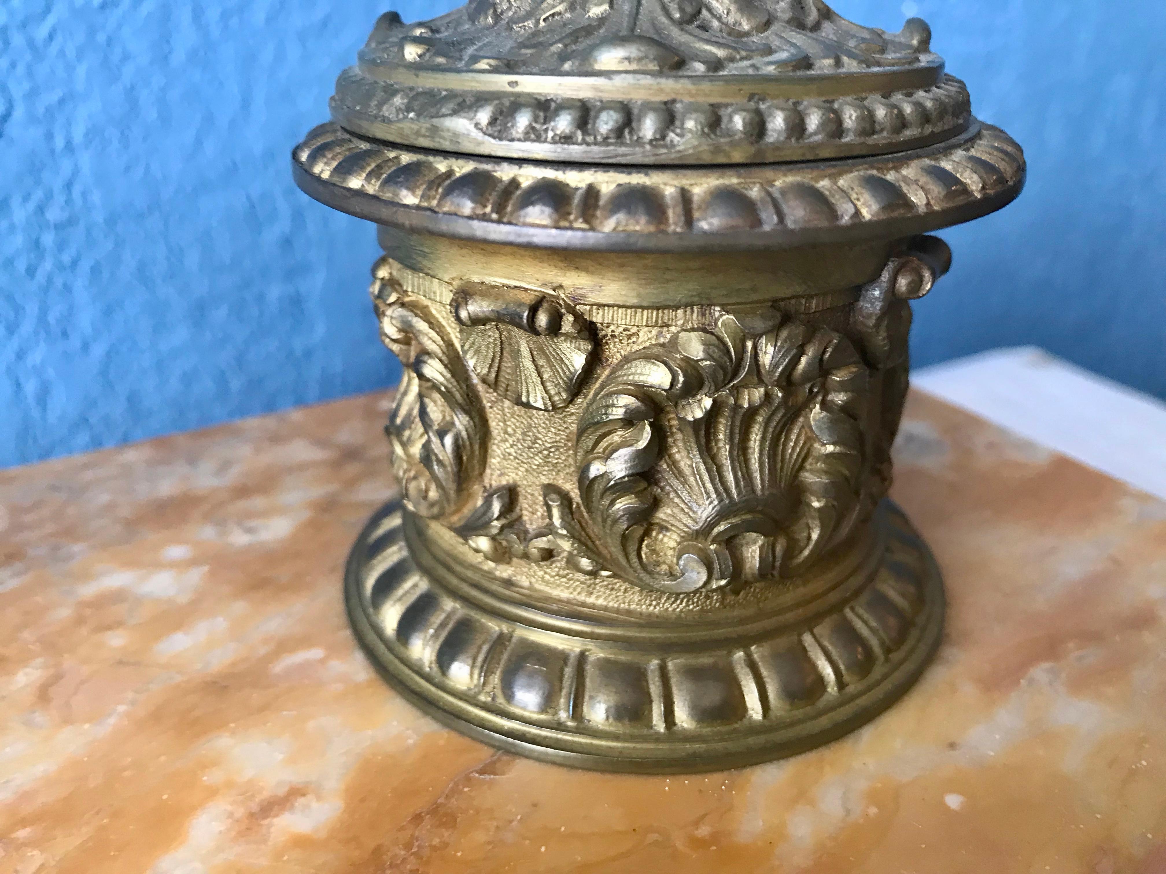 Massive 19th Century Sienna Marble Inkwell For Sale 8