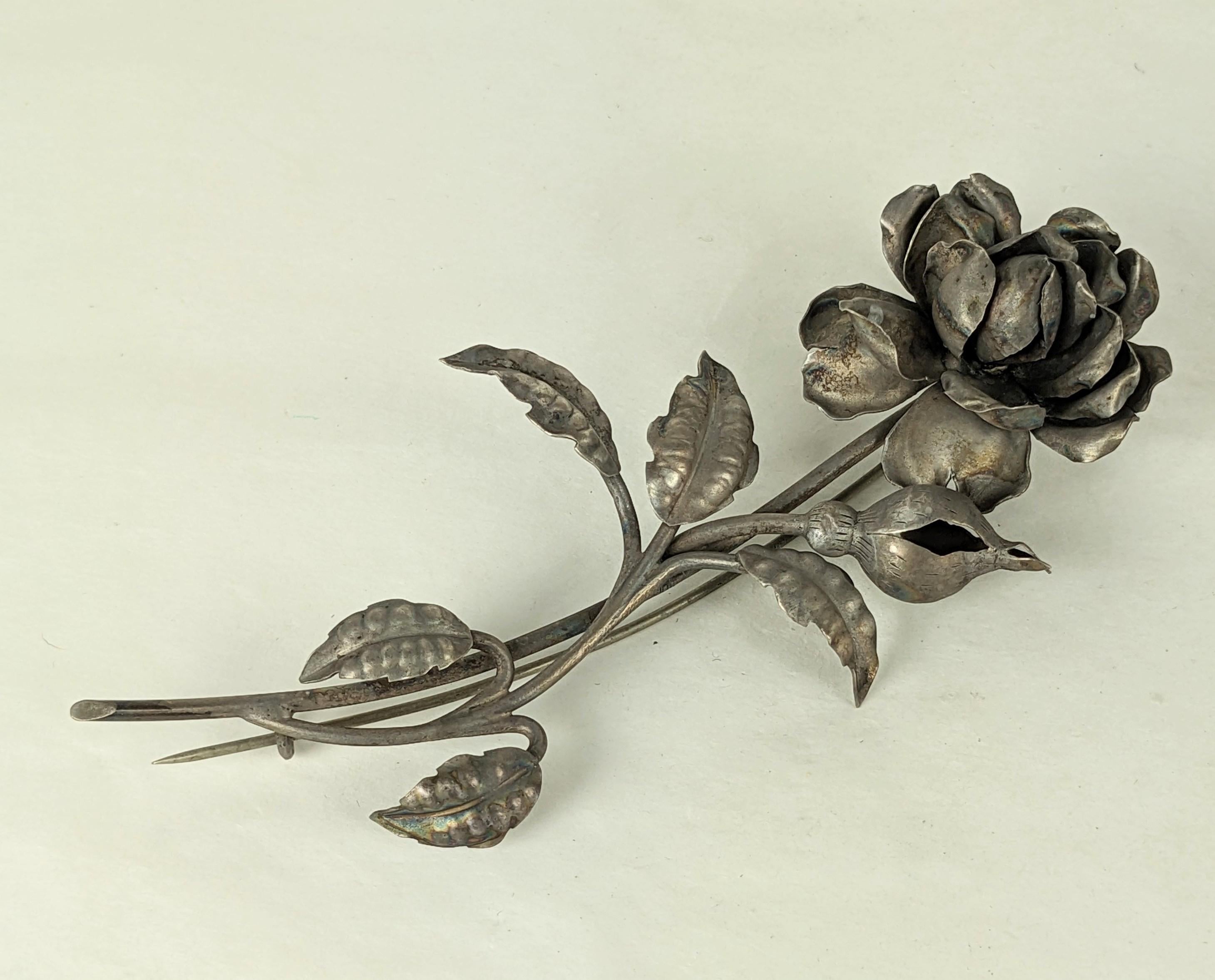 Victorian Massive 19th Century Silver Rose For Sale