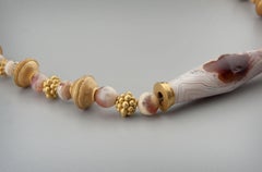 20k Gold Necklace with Four Thousand Year Old Capped Agate Barrel Bead