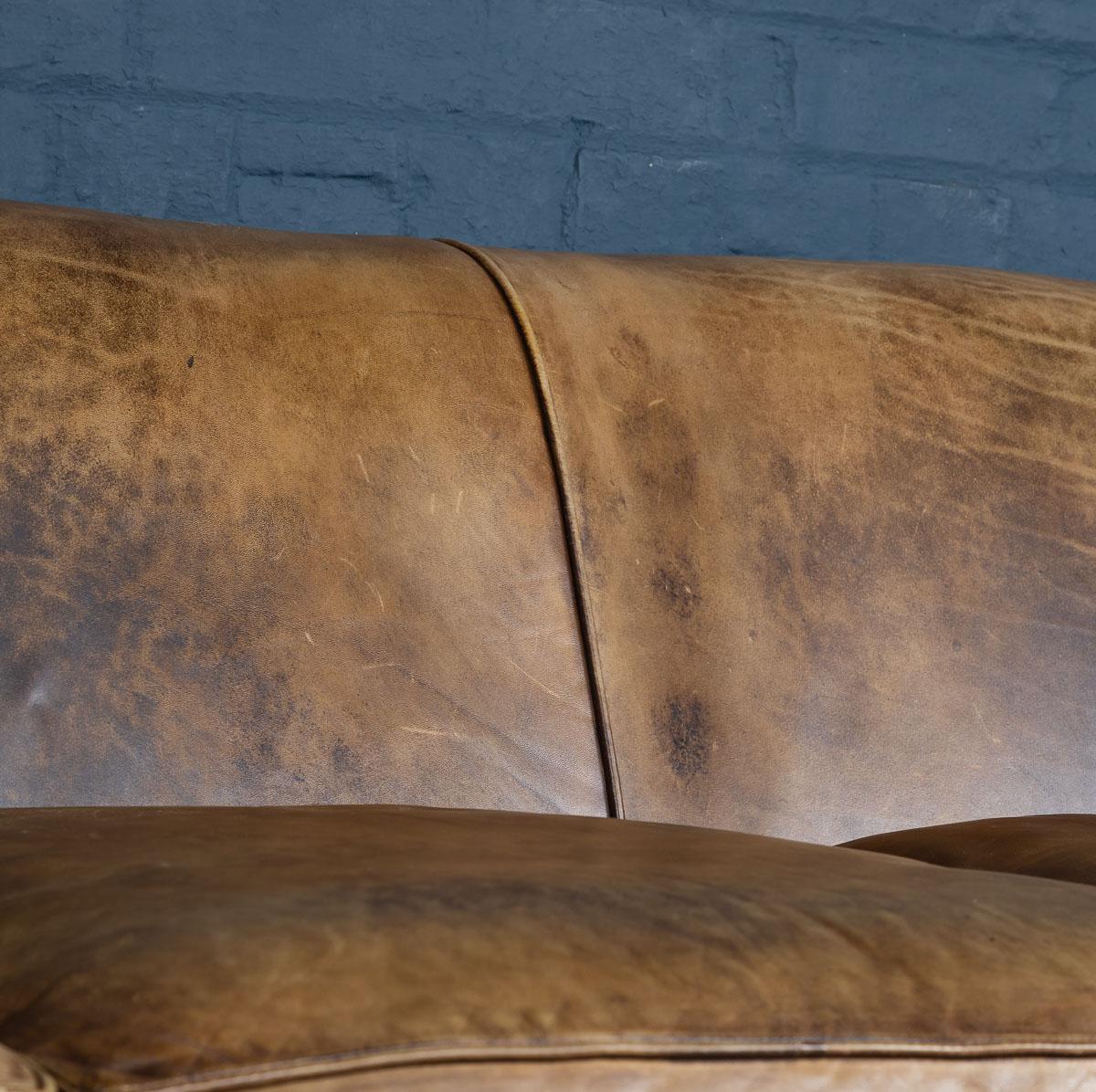 Massive 20th Century Dutch Sheepskin Leather Sofa, circa 1970 4