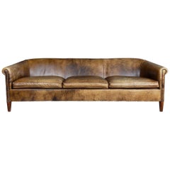 Vintage Massive 20th Century Dutch Sheepskin Leather Sofa, circa 1970