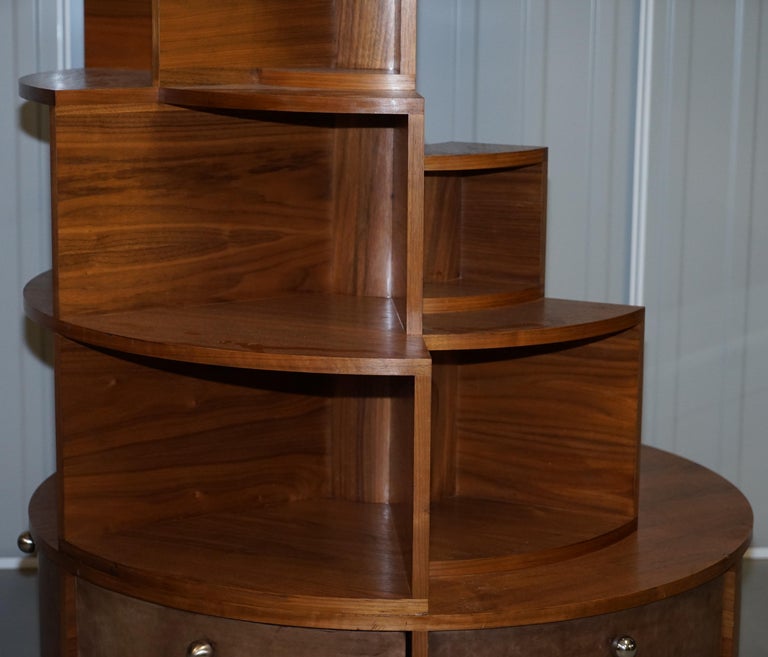 Massive Round Revolving Bookcase Display with Cupboard Base at
