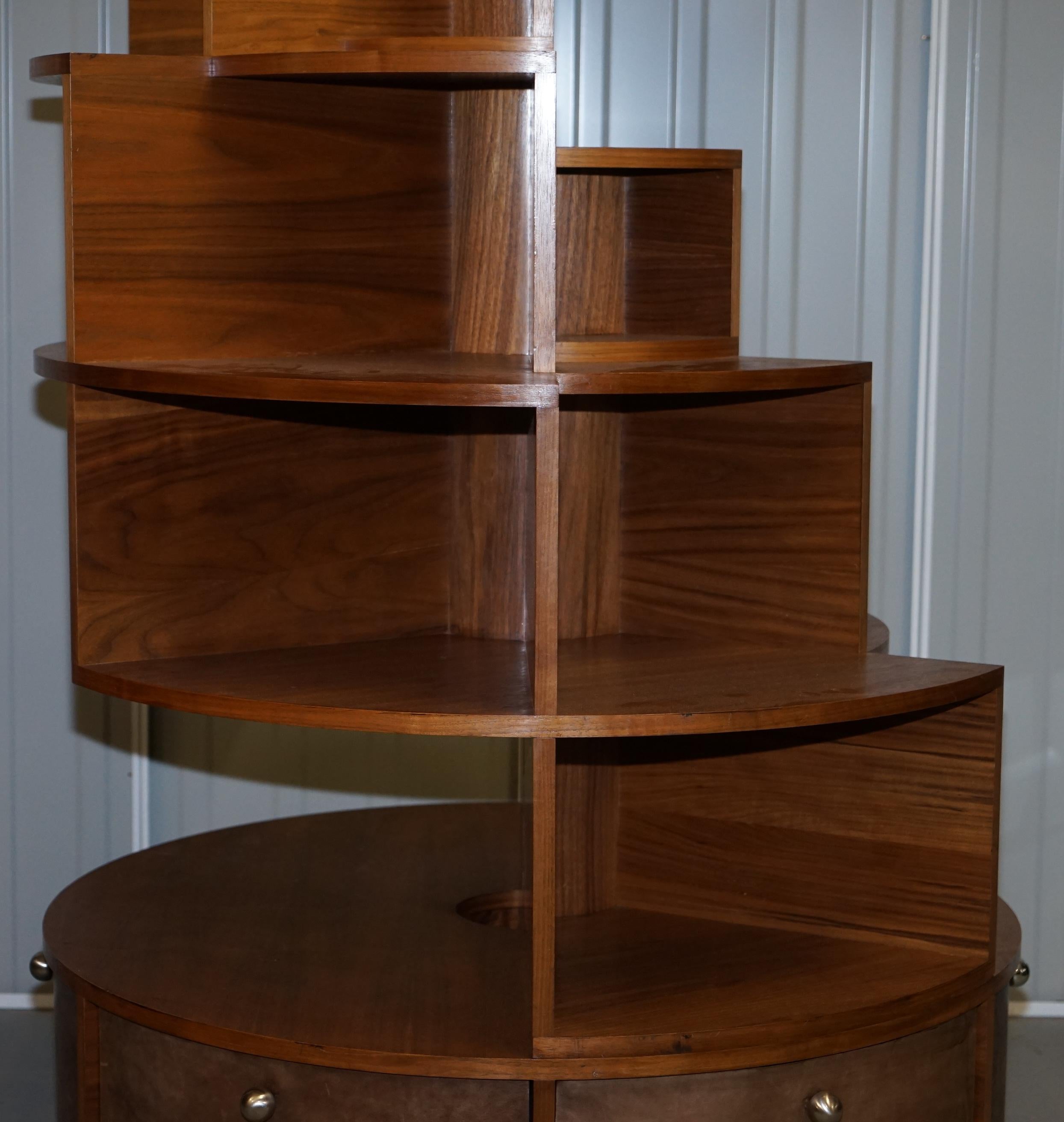 Modern Massive Round Revolving Bookcase Display Cabinet with Cupboard Base