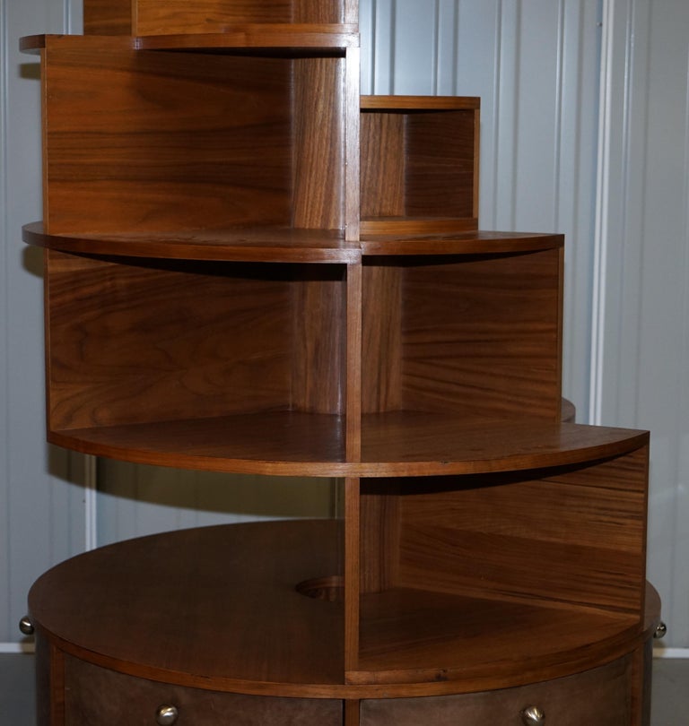 Massive Round Revolving Bookcase Display with Cupboard Base at