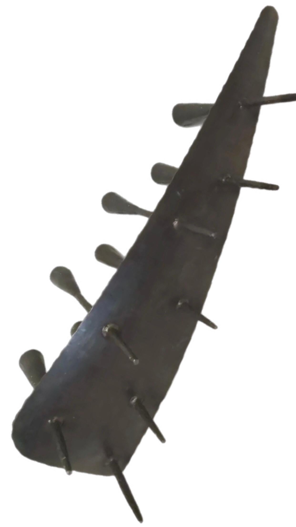 20th Century Massive 2Ft Mid Century Modern Iron Brutalist Noguchi Insp Sculptural Candelabra For Sale
