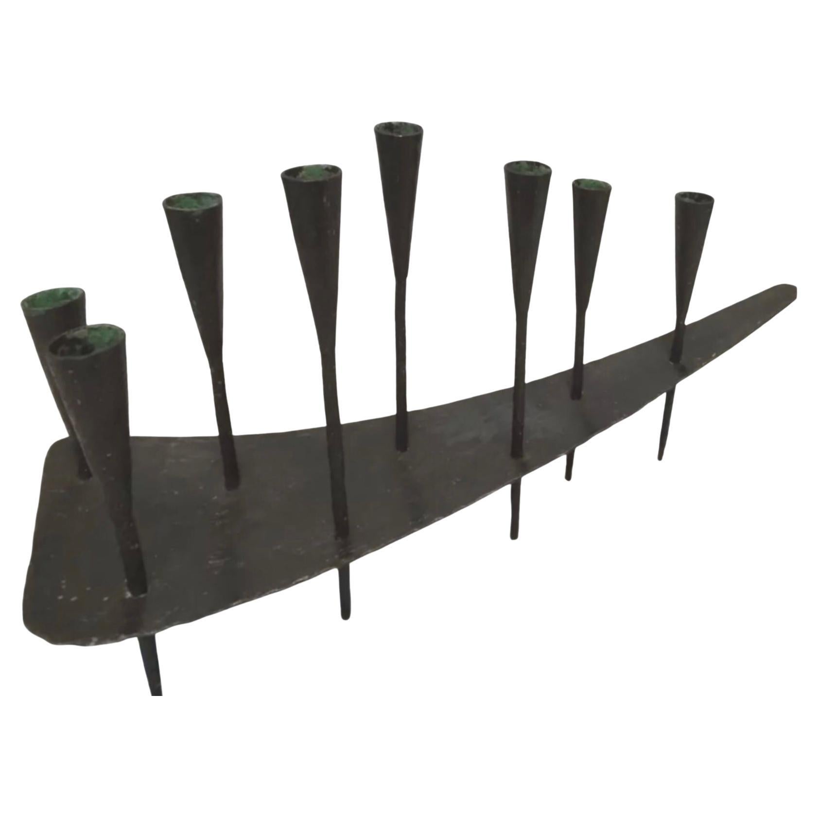 Mid-Century Modern Massive 2Ft Mid Century Modern Iron Brutalist Noguchi Insp Sculptural Candelabra For Sale