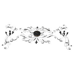 Massive 3-Piece Vintage Black Tole 8-Day Wall Clock with Candelabra Sconces