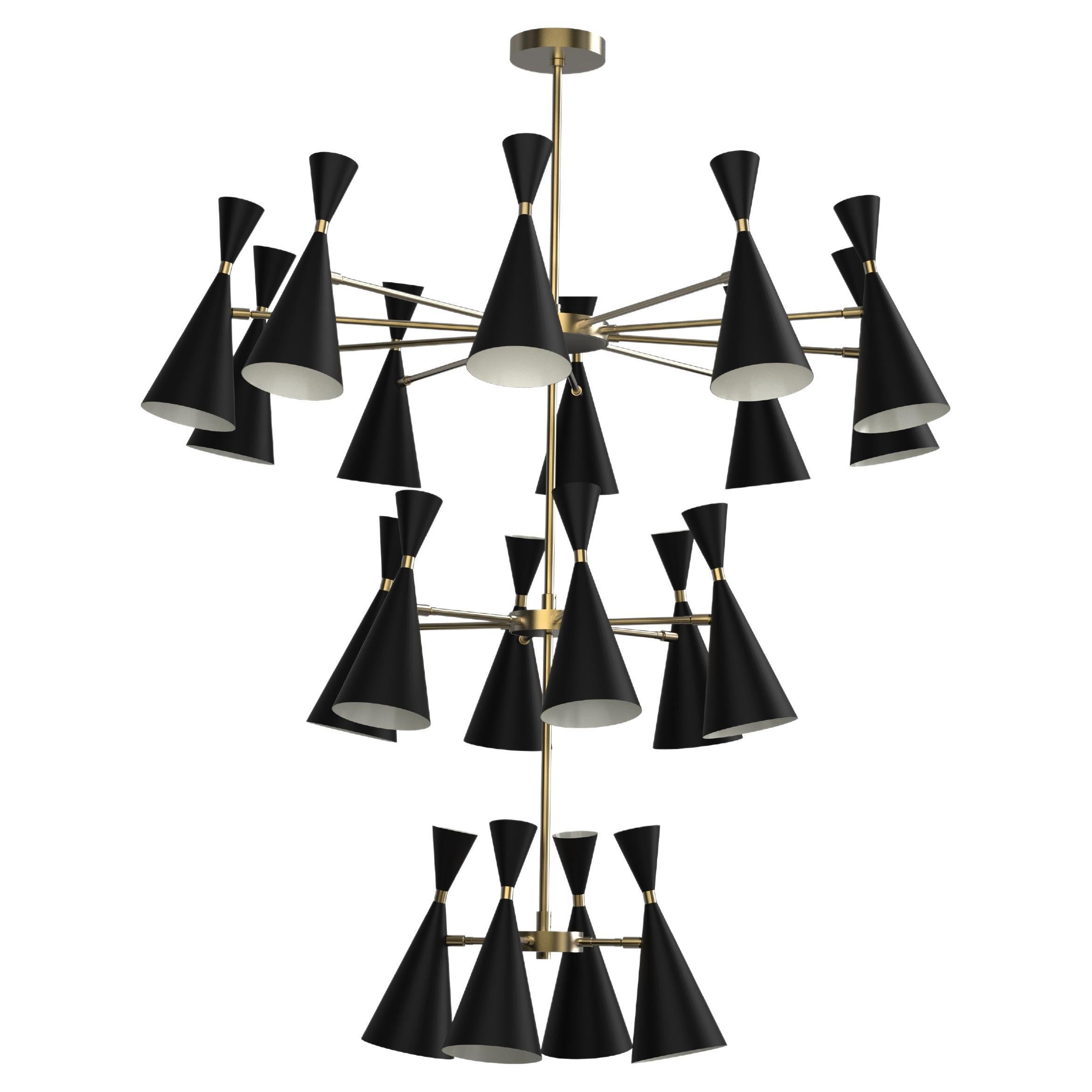 Massiver 3-stöckiger Kronleuchter MONOLITH aus Emaille und Messing von Blueprint Lighting, 2016 im Angebot