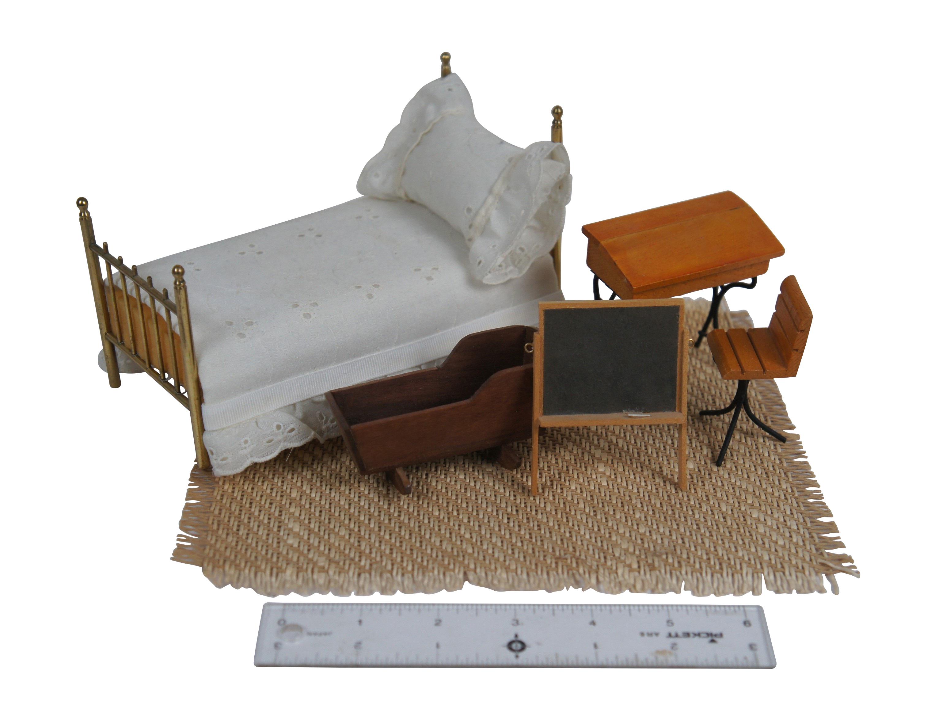 A large extensive / impressive lot of 334 pieces of dollhouse furniture and miniatures. Mixture of handmade and store bought / kit made items. Variety of materials and levels of wear.  Ruler shown for scale.

Lot includes: approximately 250 toys /