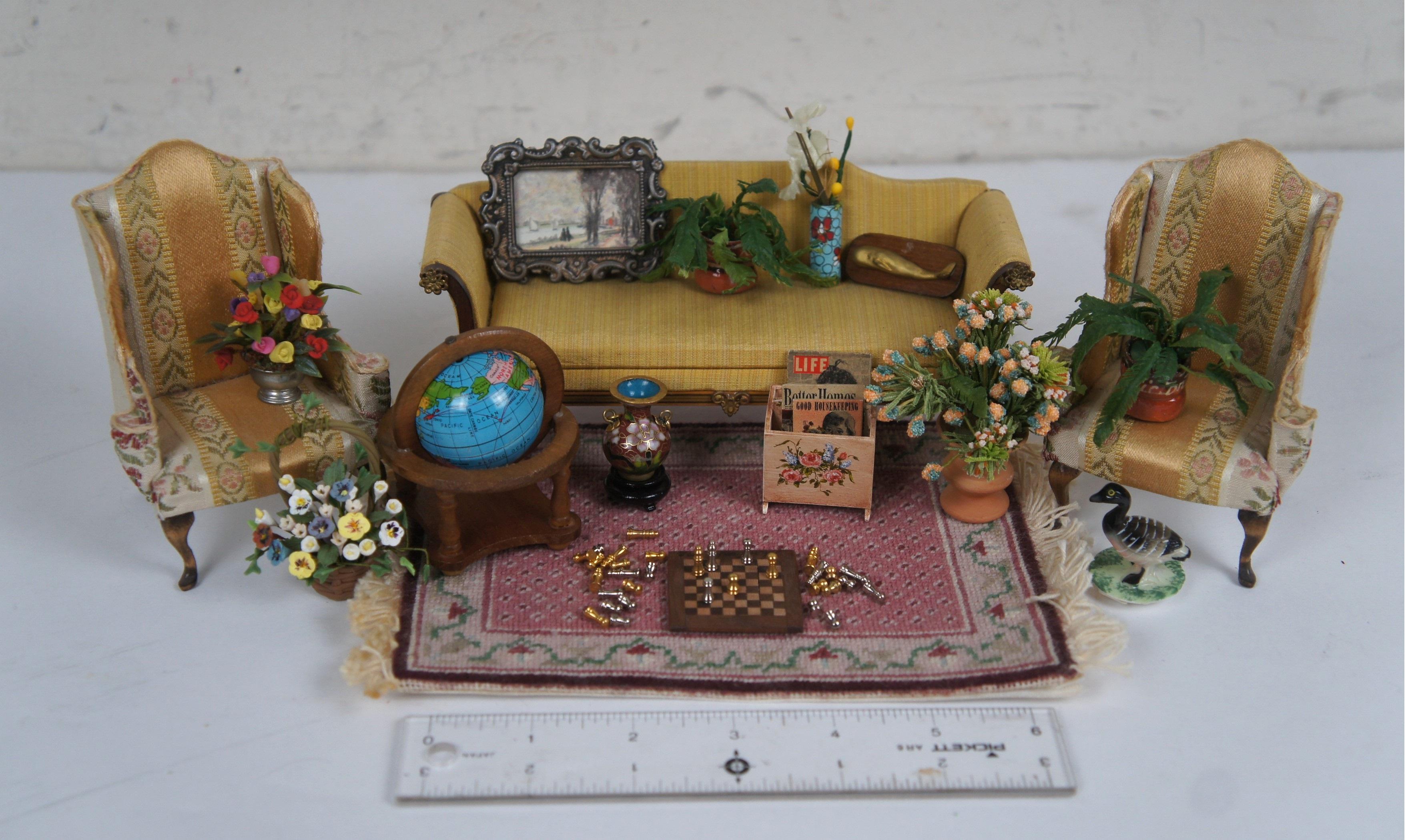 Massive 300+ Pc Lot Vintage Dollhouse Miniature Möbel Spielzeug Zubehör im Angebot 3