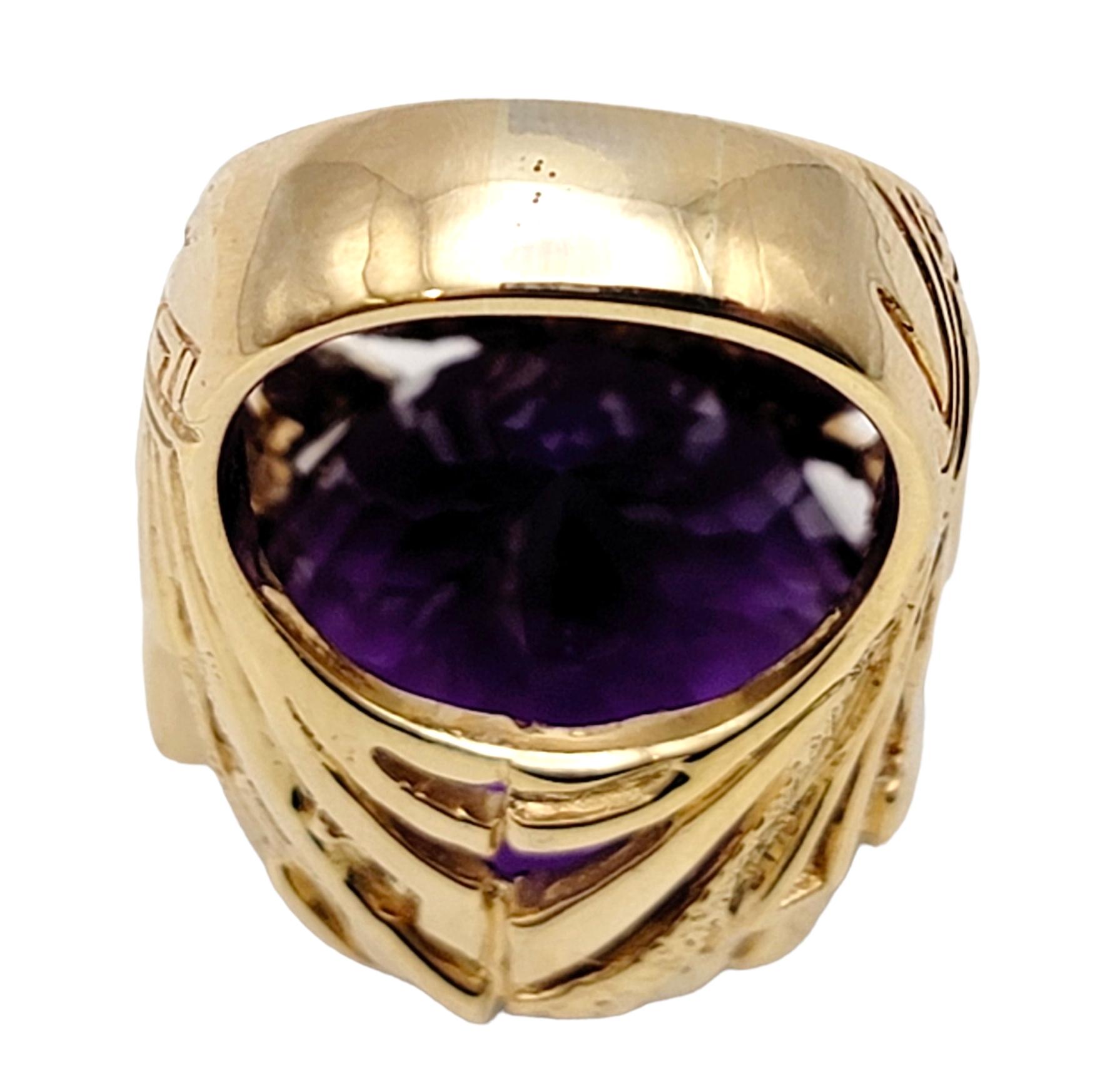 Massive 40.01 Carat Round Cut Amethyst Solitaire Cocktail Ring in Yellow Gold  For Sale 4