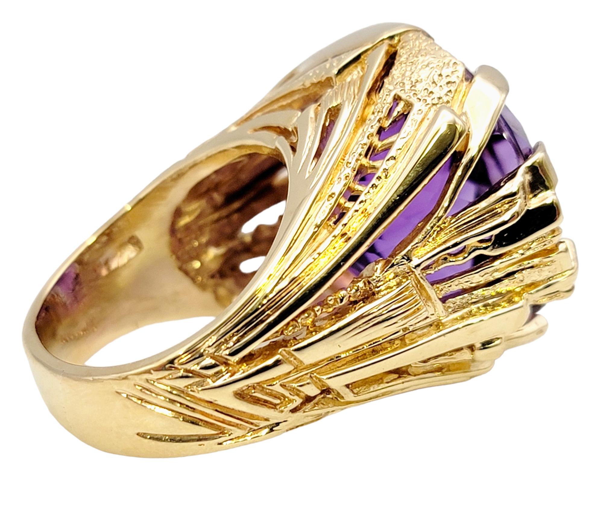 Massive 40.01 Carat Round Cut Amethyst Solitaire Cocktail Ring in Yellow Gold  In Good Condition For Sale In Scottsdale, AZ