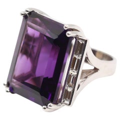 Massive 49 Carat Amethyst Diamond Modern Statement Ring, 2026