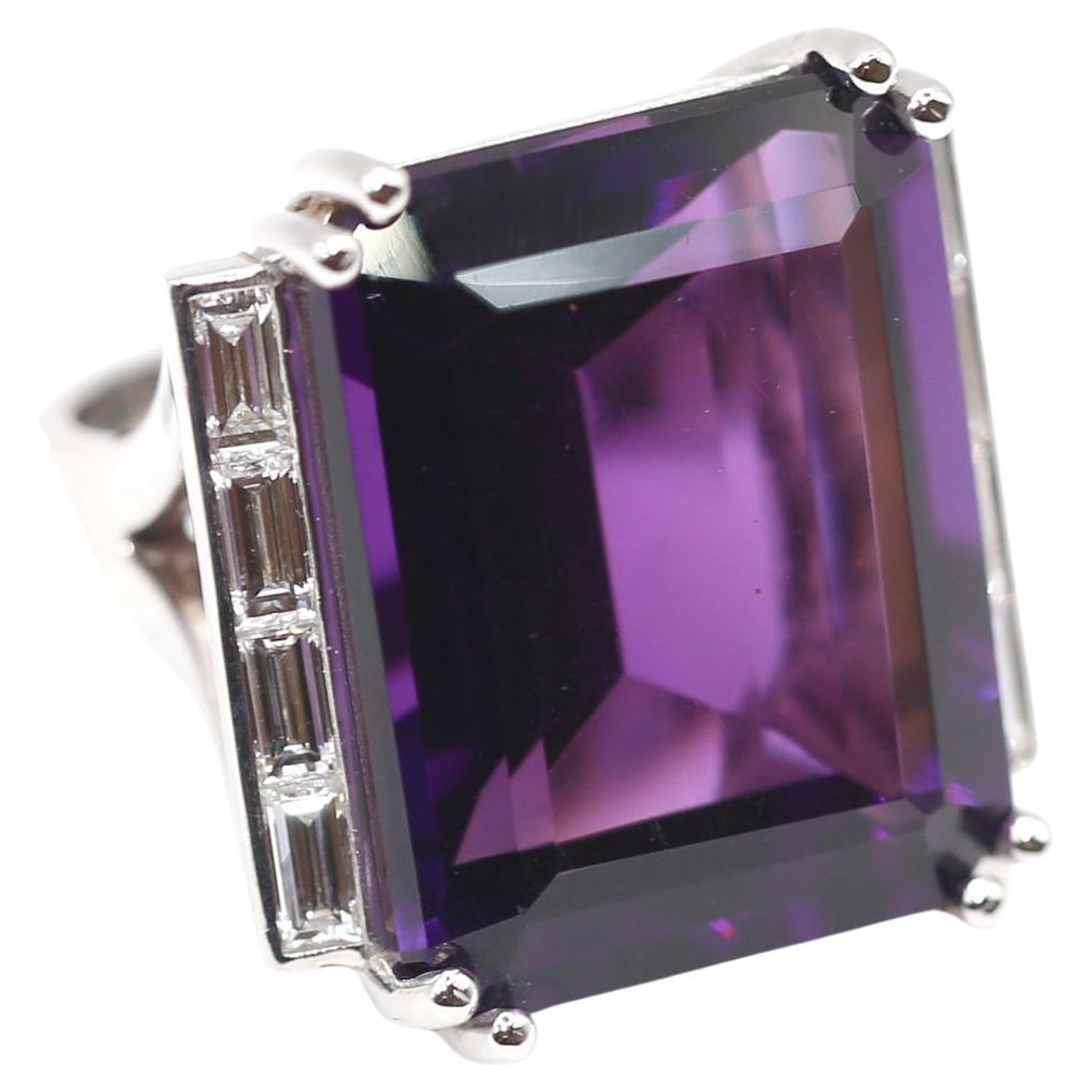 Massive 49 Carat Amethyst Diamond Modern Statement Ring, 2026