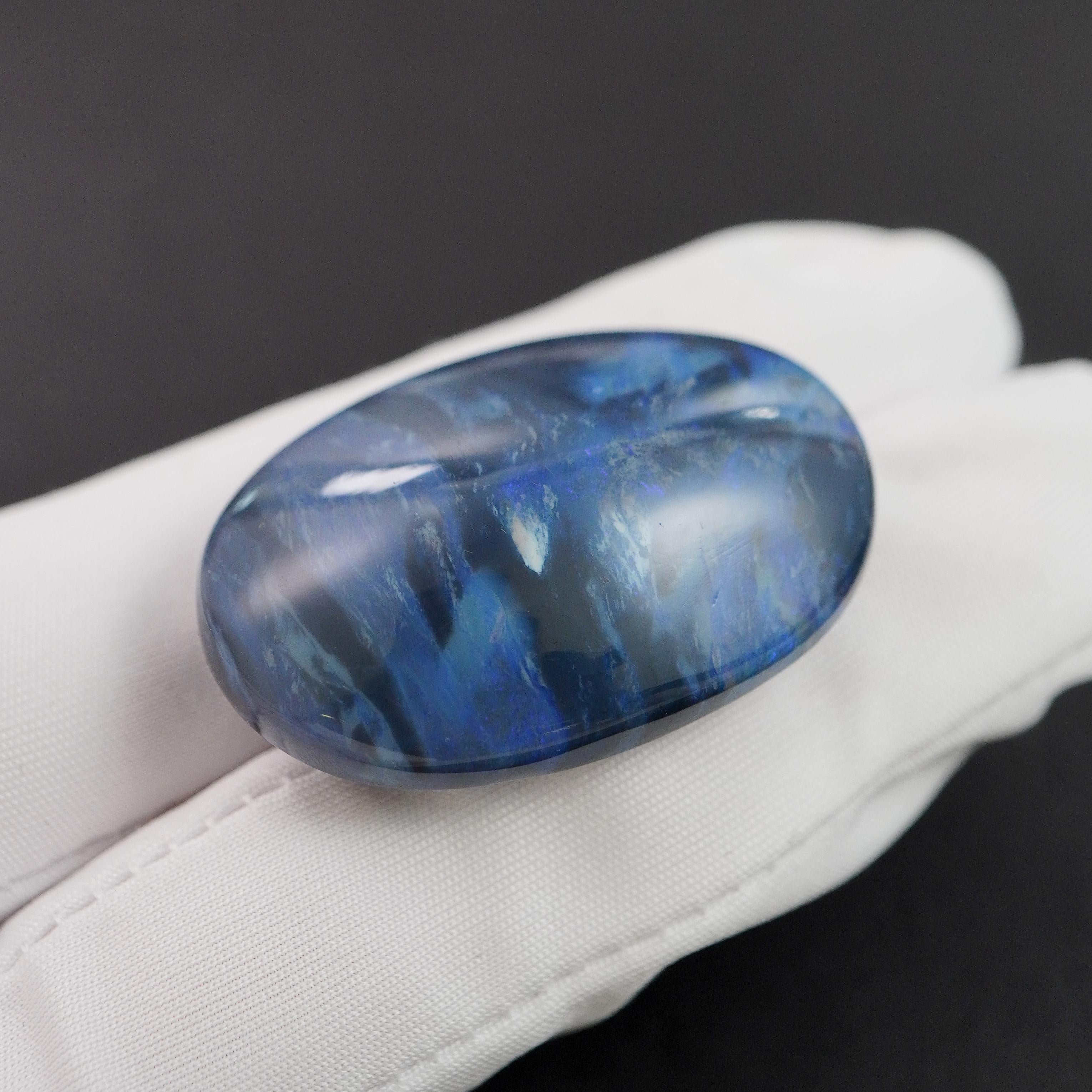 Arts and Crafts Massive 56 Carat Australian Black Opal: Rare Lightning Ridge Gemstone Treasure For Sale