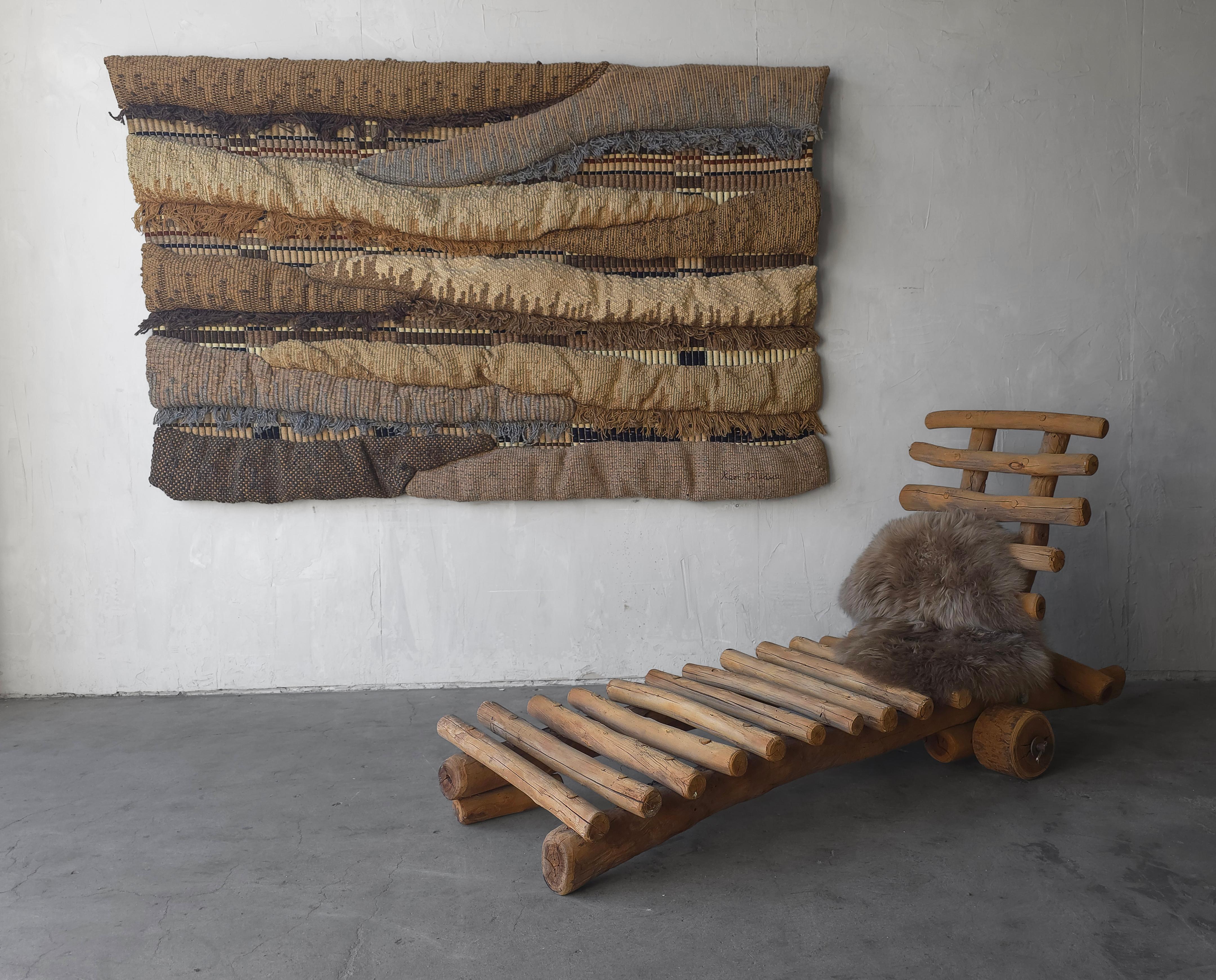 MASSIVE 7FT 1970er Jahre gewebte Faser Kunst Wandbehang von Ken Weaver (Moderne der Mitte des Jahrhunderts) im Angebot